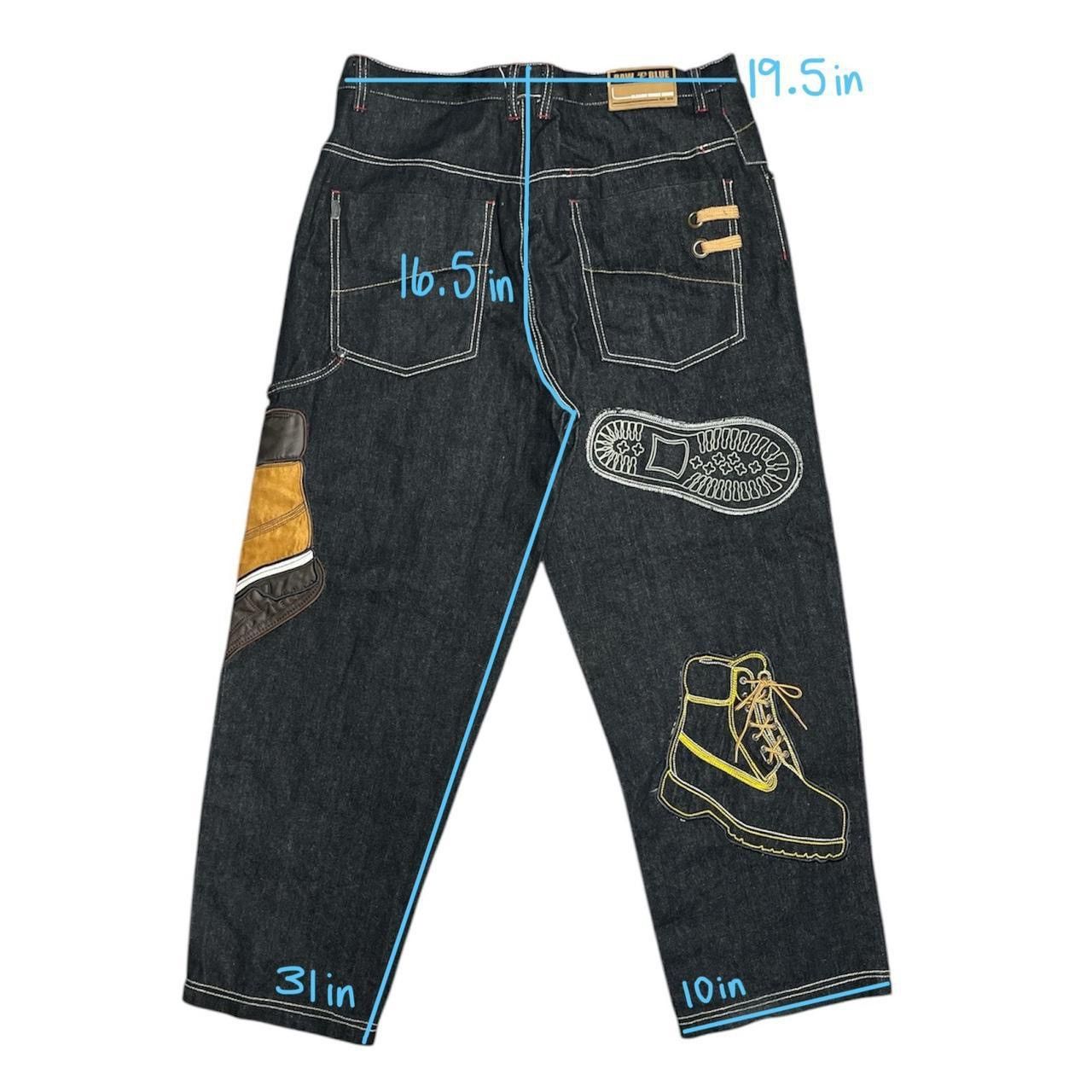 Vintage RARE baggy raw blue wheat timb jeans Size US 38 / EU 54 - 2 Thumbnail
