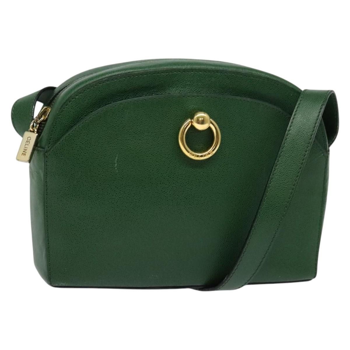 Celine CELINE Shoulder Bag Leather Green Gold Size ONE SIZE - 1 Thumbnail