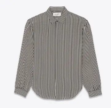 Saint Laurent Paris o1bcso1str0924 Striped Crepe Oversized Shirts in Black/White Size US XXL / EU 58 / 5 - 1 Thumbnail