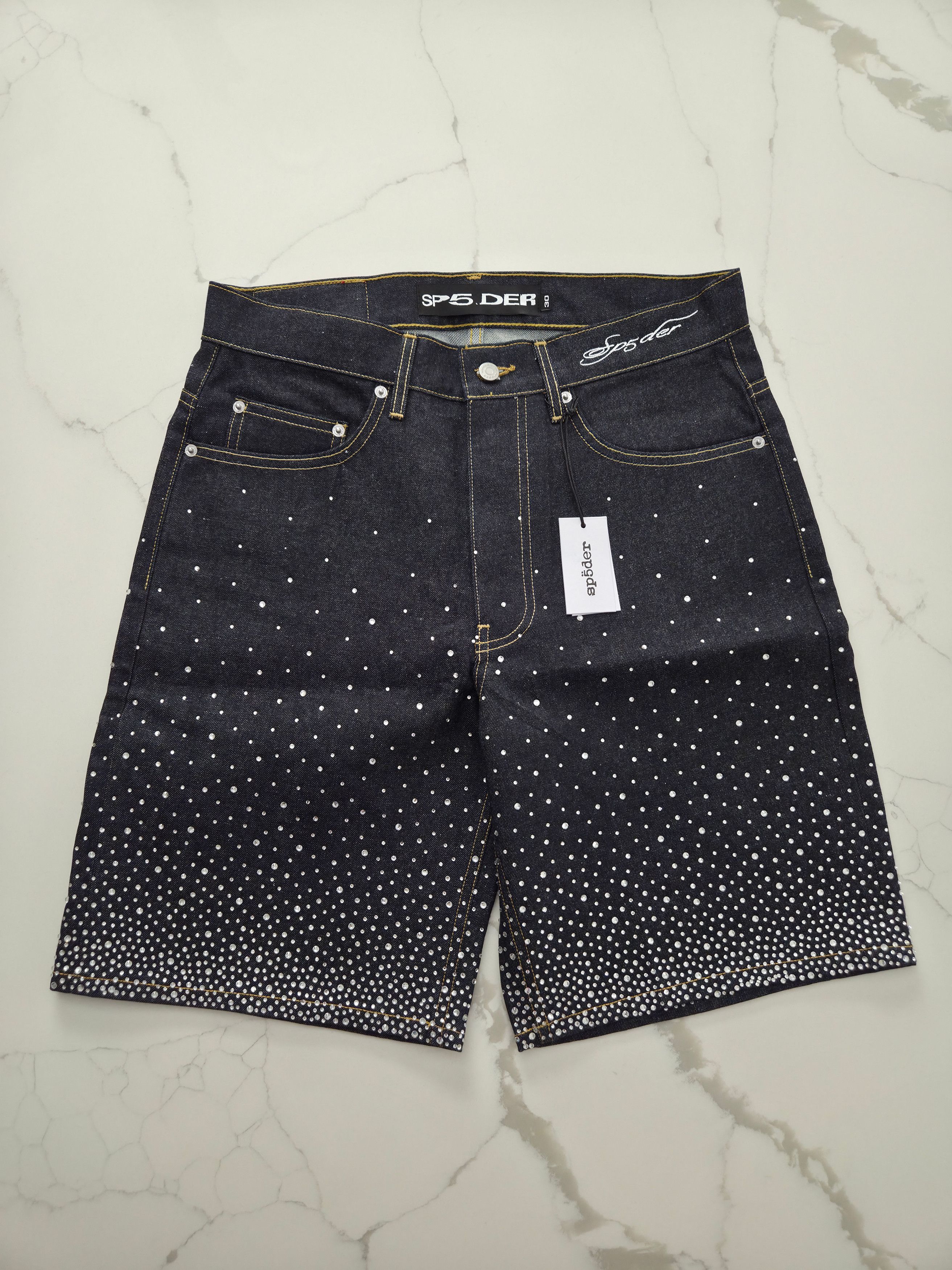 Sp5der Star Dust Rhinestone Shorts Size US 30 / EU 46 - 1 Thumbnail