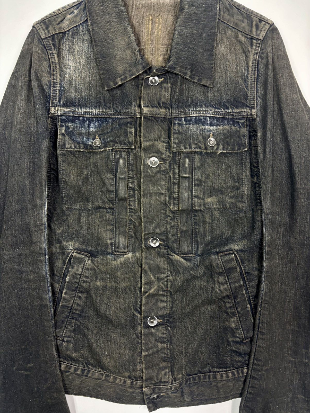 Rick Owens Rick Owens FW07 Exploder Mud Dust Wash Trucker Denim Jacket Size US XS / EU 42 / 0 - 3 Thumbnail