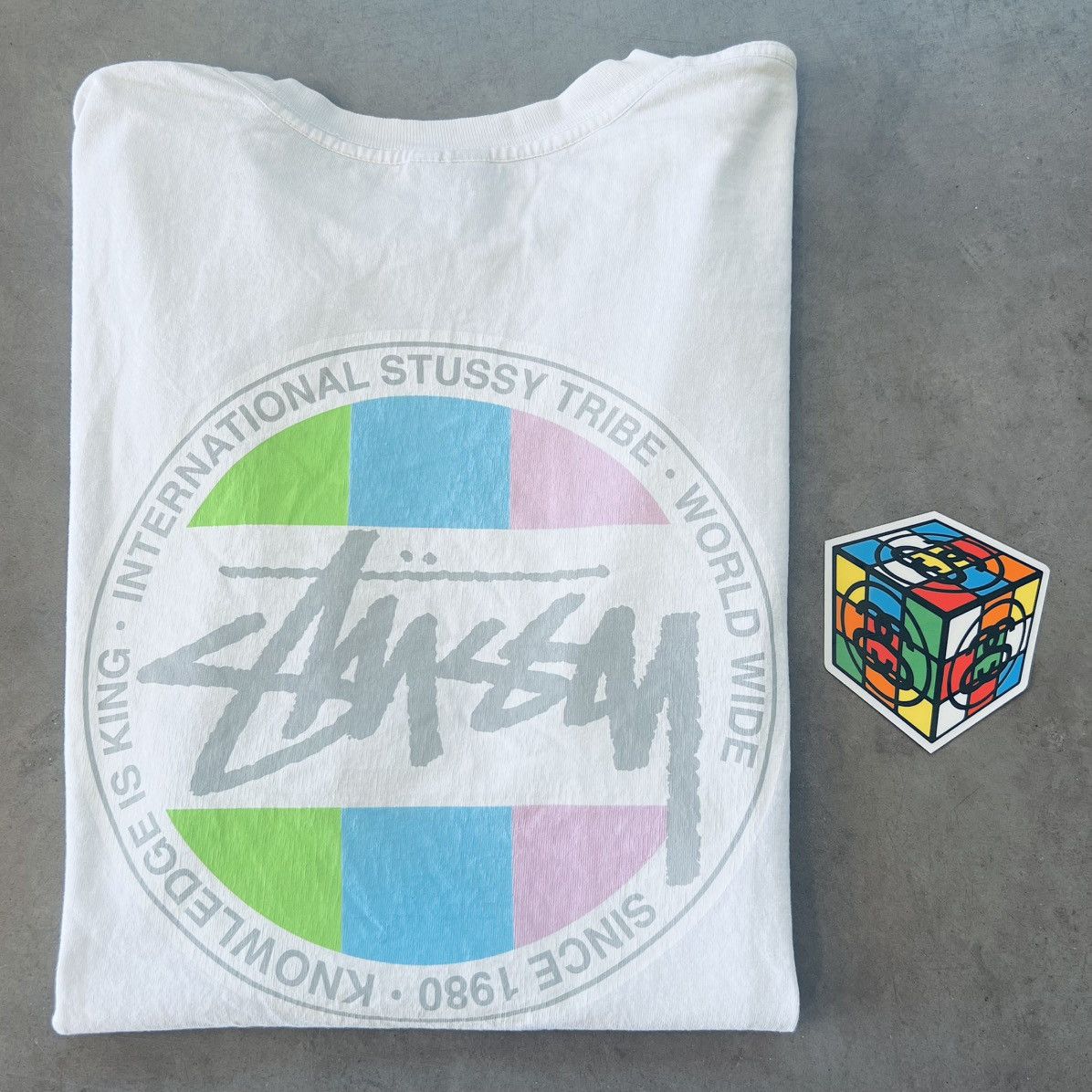 Stussy 🎱 CLASSIC DOT PIGMENT DYED T-SHIRT - Y2K GRAPHIC + STICKER Size US L / EU 52-54 / 3 - 1 Thumbnail