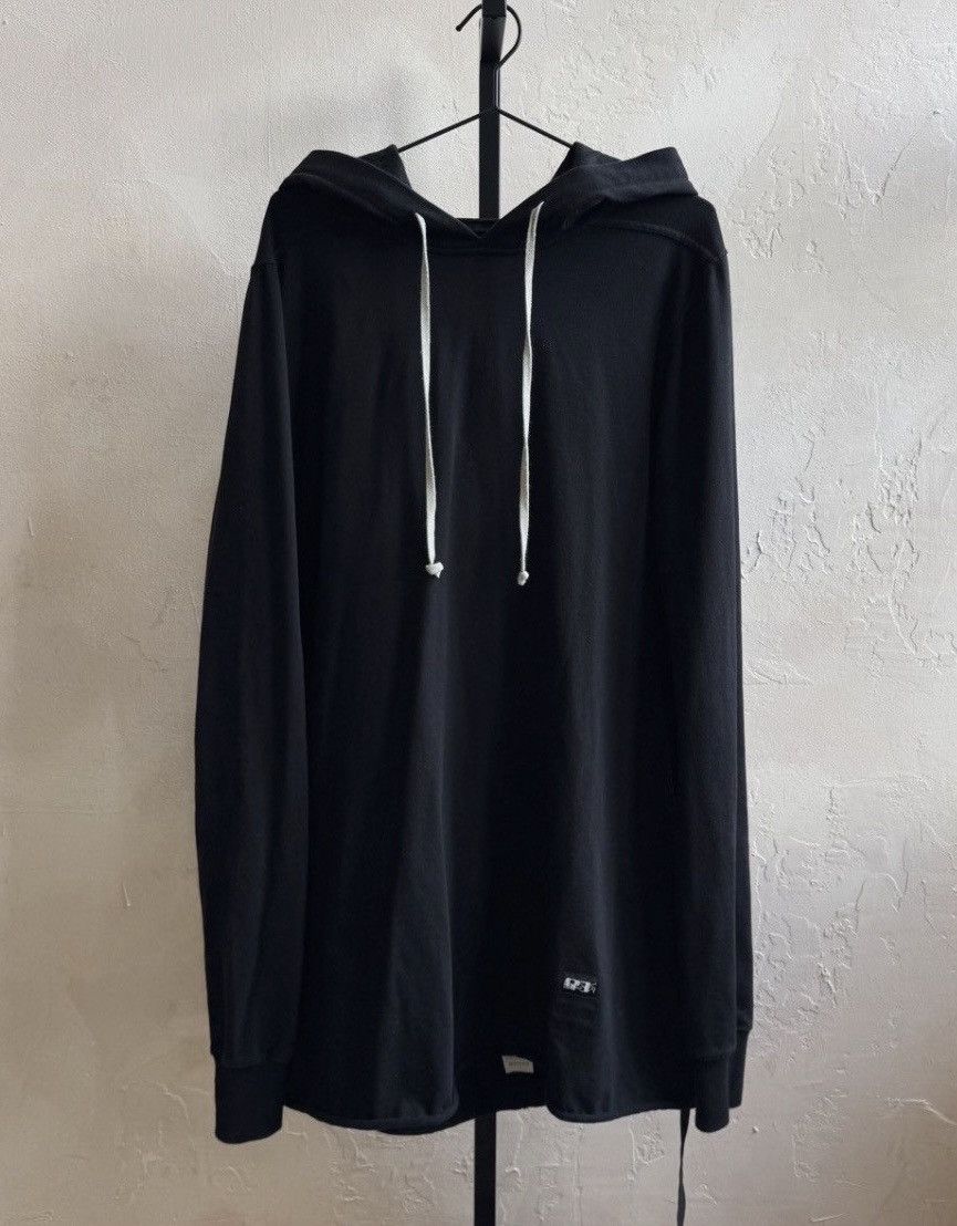 Rick Owens Drkshdw AW21 $492 RAW HEM HOODIE ELONGATED FIT BLACK MILK Size US L / EU 52-54 / 3 - 1 Thumbnail