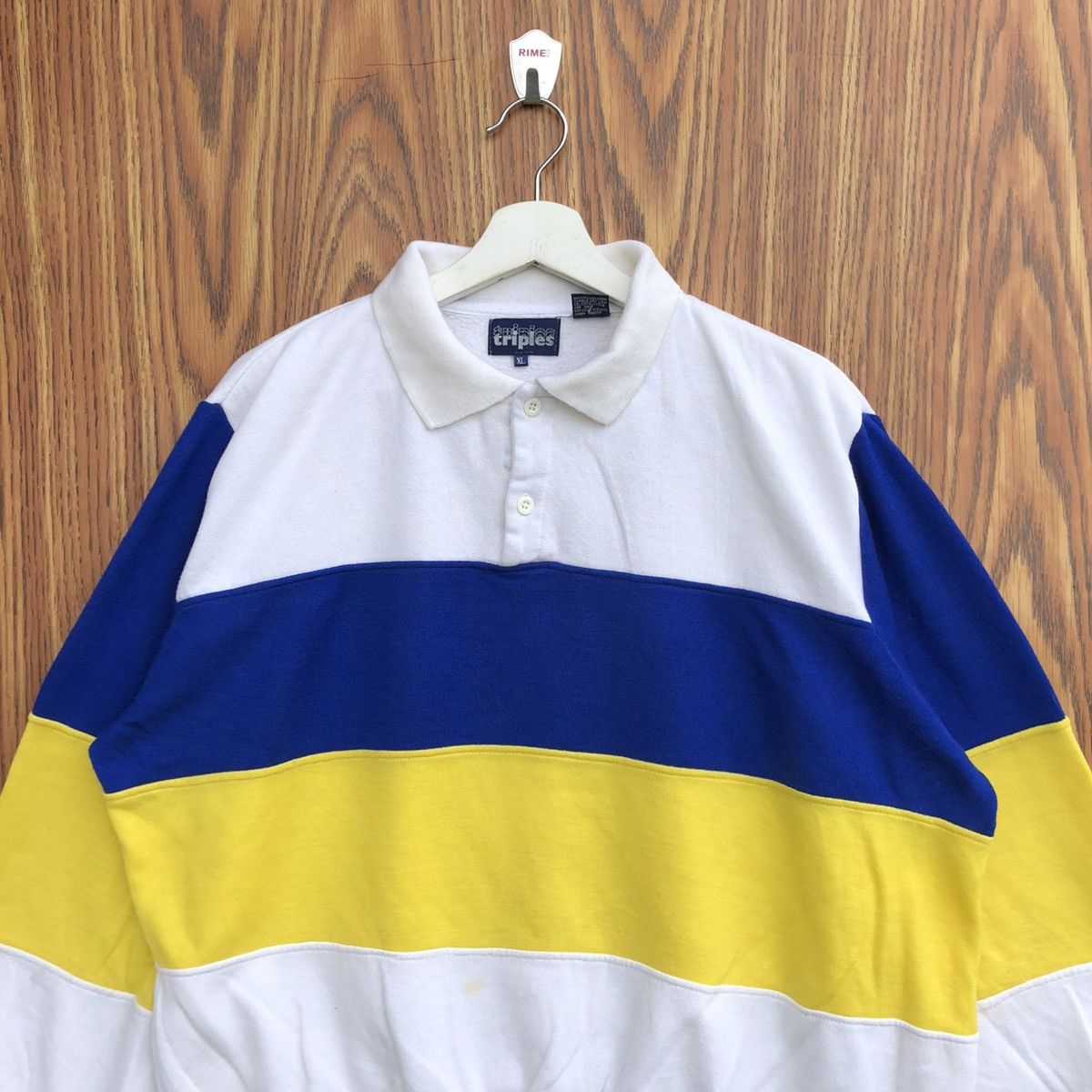 Vintage Vintage 90s Triples Polo Sweatshirt Stripe Pullover Size US XL / EU 56 / 4 - 3 Thumbnail