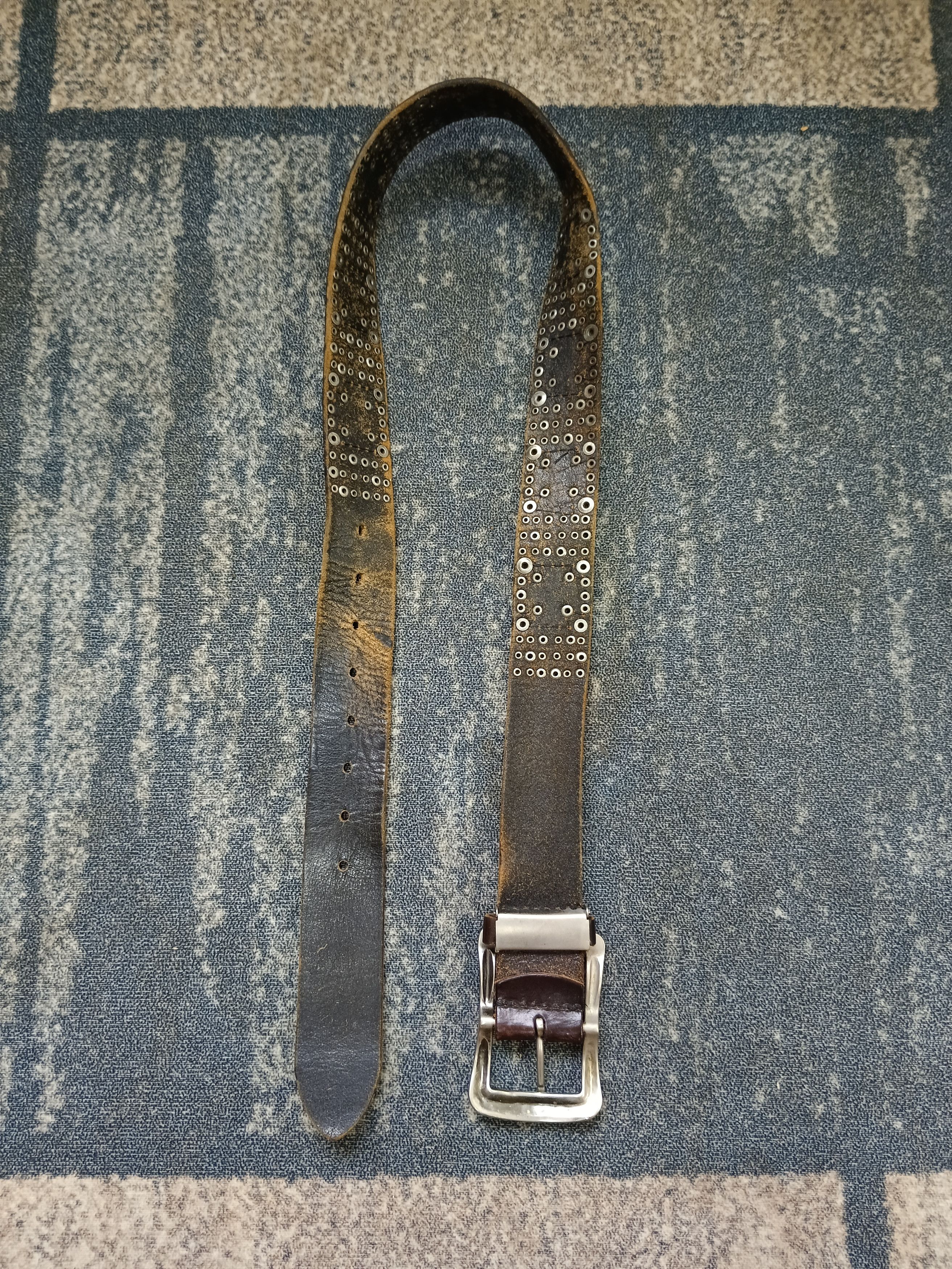 Leather UNBRANDED PATINA LEATHER BELT STUDDED(SIZE 30-37 INCH) Size ONE SIZE - 3 Thumbnail