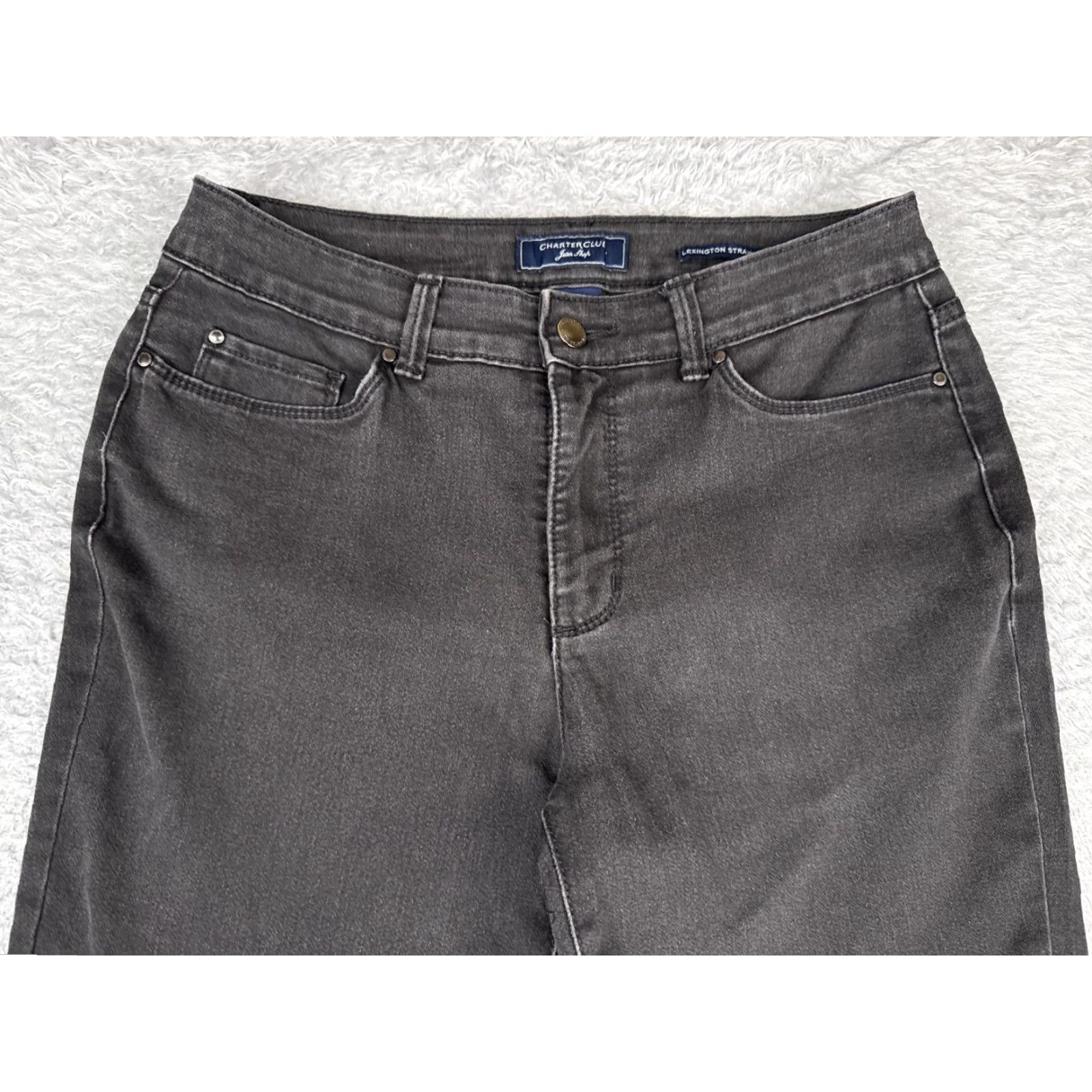 Charter Club Charter Club Jeans Womens 4 Black Denim Lexington Straight Leg Mid Rise 28x31 Size 27" / US 4 / IT 40 - 4 Thumbnail