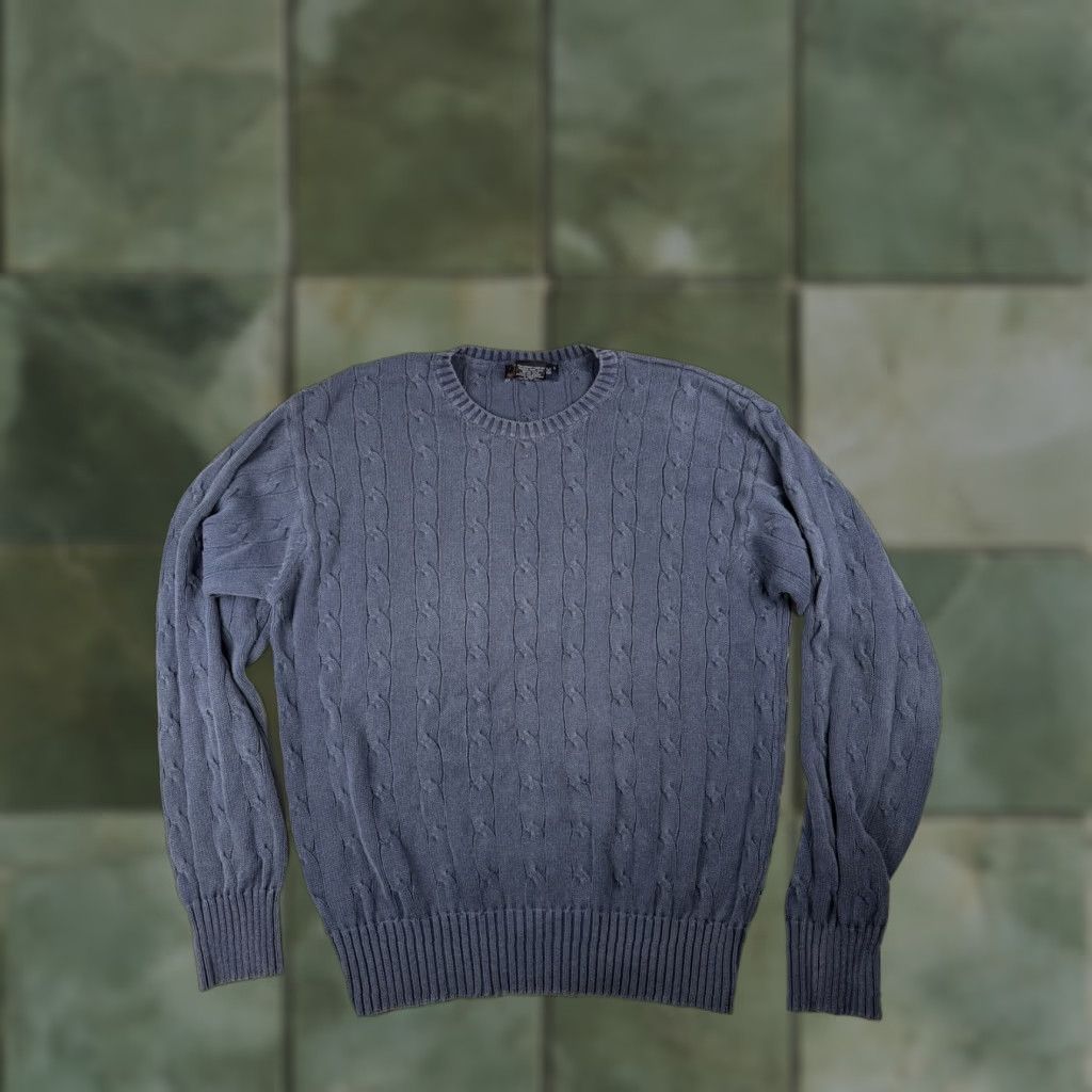 Faconnable VINTAGE Façonnable Sweater Mens Blue Cable Knit Cotton Small Size US S / EU 44-46 / 1 - 1 Thumbnail