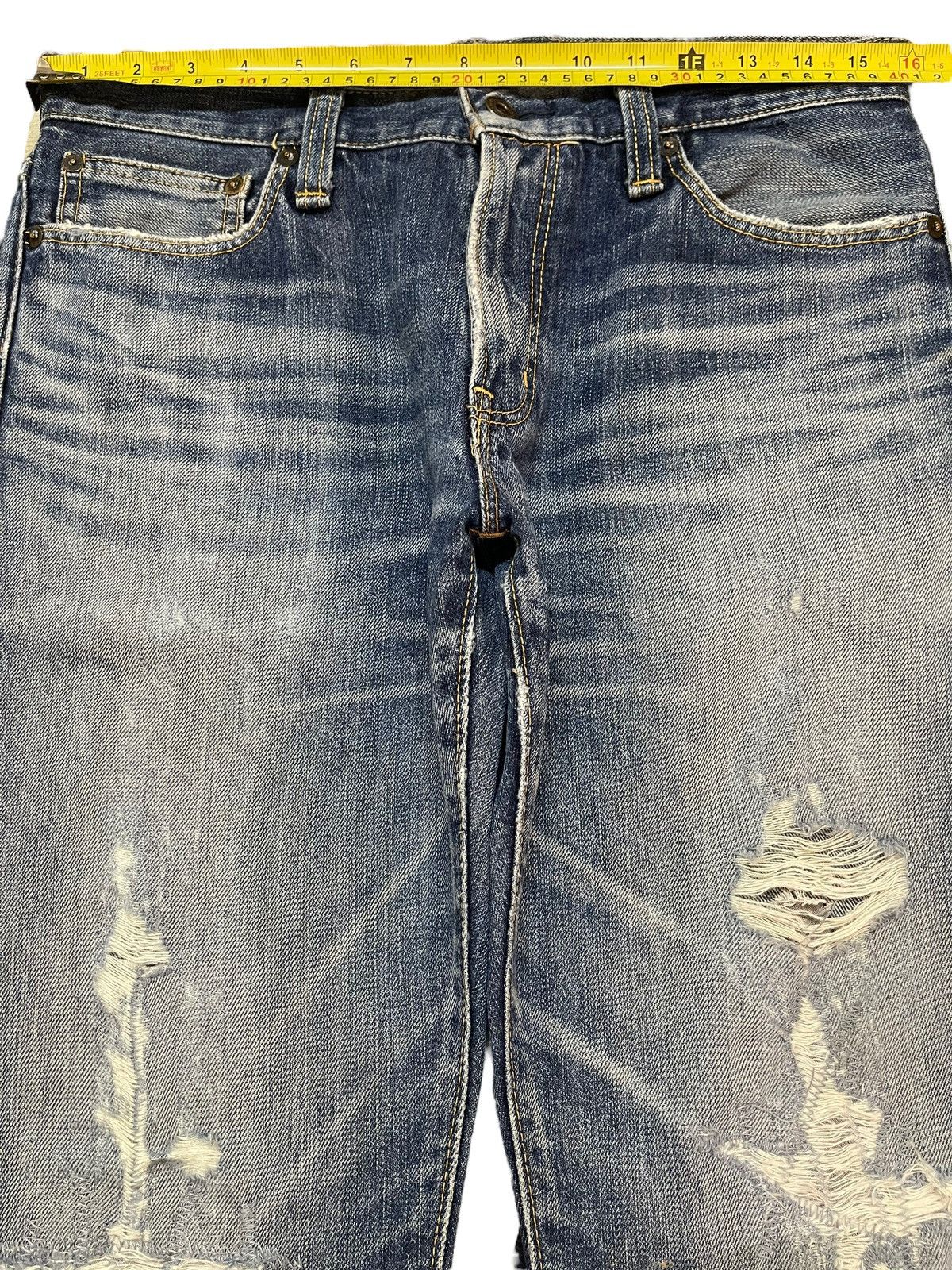 14th Addiction Vintage Japanese Brand Faded Wash Distressed Style Jeans Size US 31 - 10 Thumbnail
