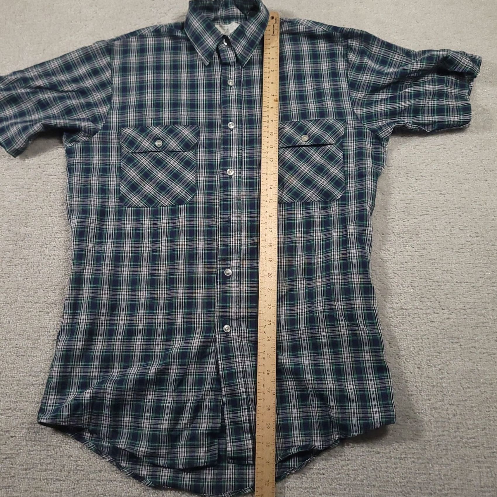 Sears VINTAGE Sears Perma Prest Mens MT Shirt Blue Plaid 70s Button-Up Big & Tall, Fieldmaster, Wool? No (adjusted) Size US M / EU 48-50 / 2 - 5 Thumbnail