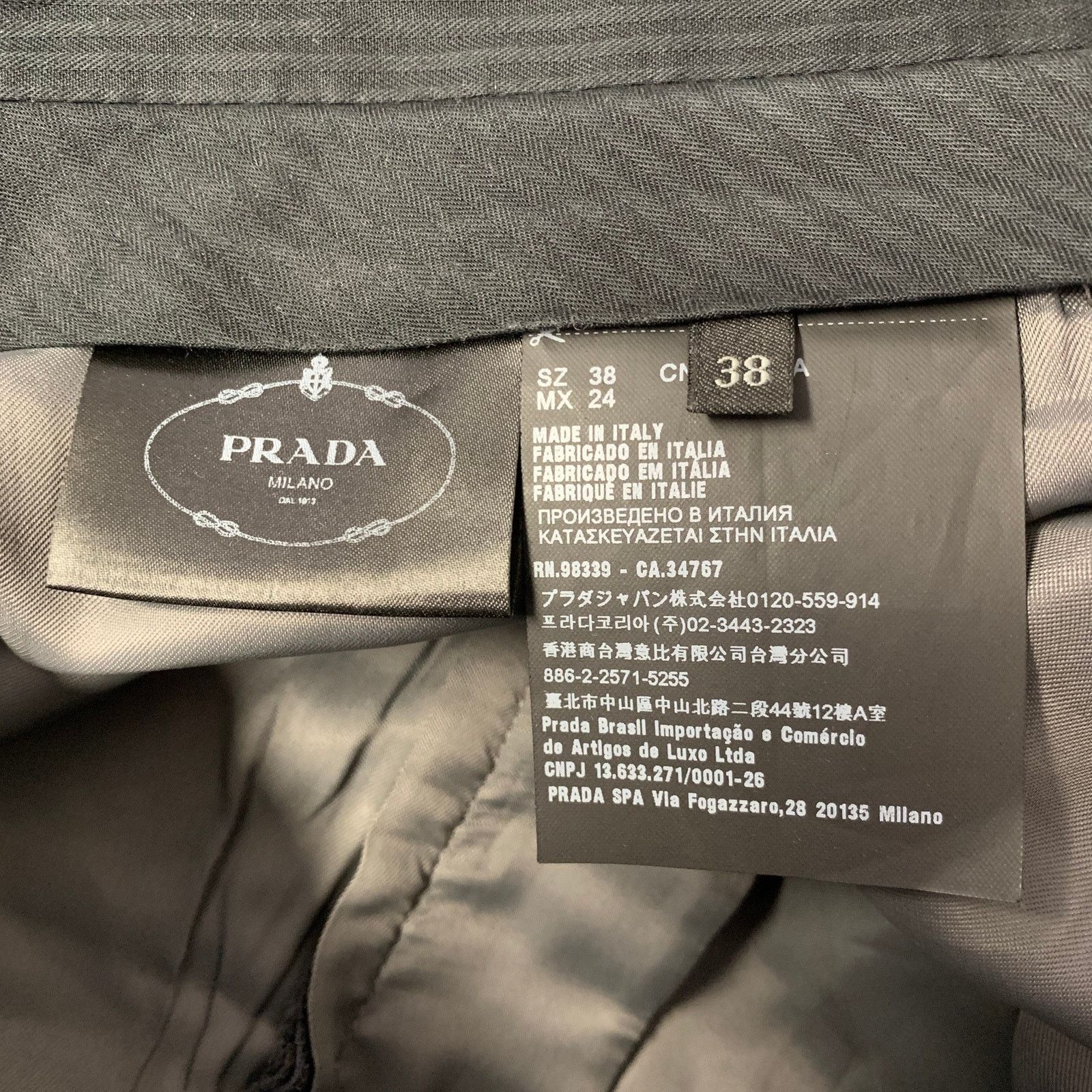 Prada PRADA Size 2 Grey Tan Wool Blend Houndstooth Pants Size US 29 - 4 Thumbnail