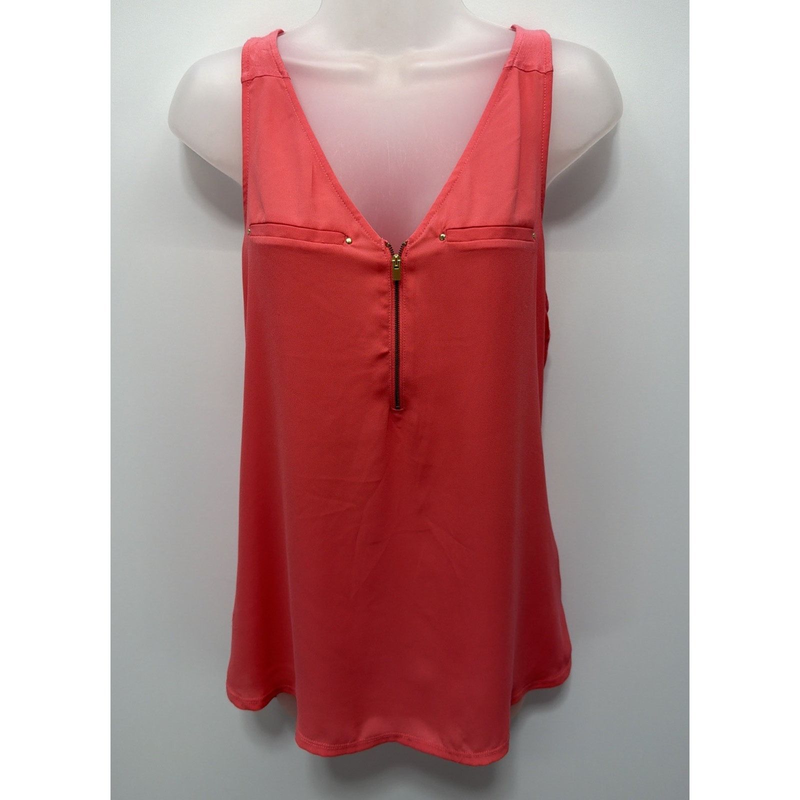 Express Express Women’s Blouse Top Shirt Pink Front Zip Size M Size M / US 6-8 / IT 42-44 - 1 Thumbnail