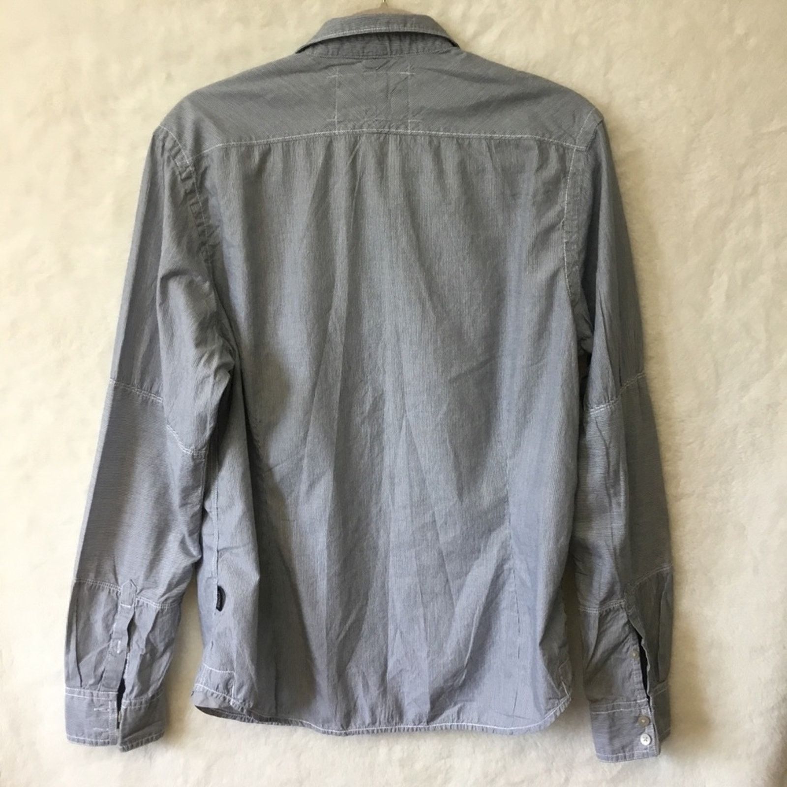 DKNY DKNY Jeans Blue Striped Button-Up Shirt Size M / US 6-8 / IT 42-44 - 7 Thumbnail