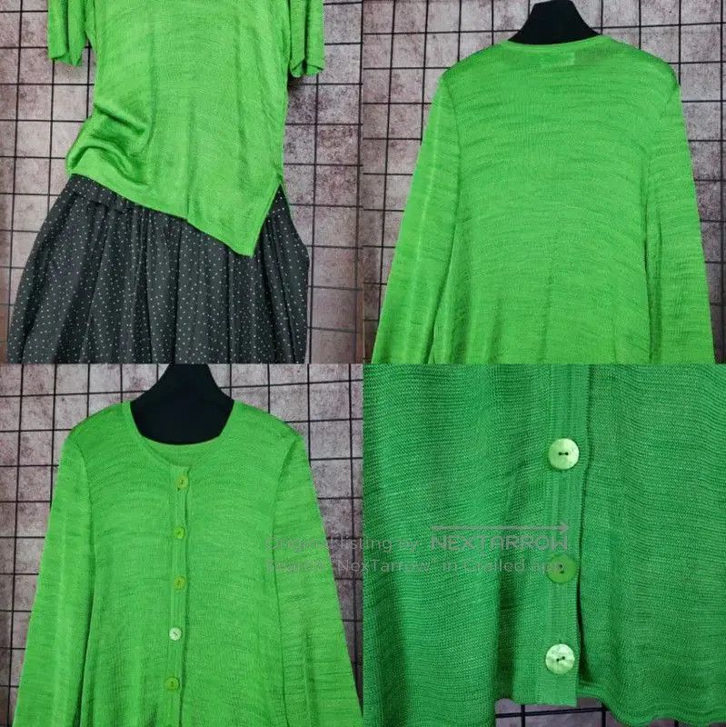 Yves Saint Laurent YSL Green Long Sleeve Knit Top for Women . Size M / US 6-8 / IT 42-44 - 3 Thumbnail