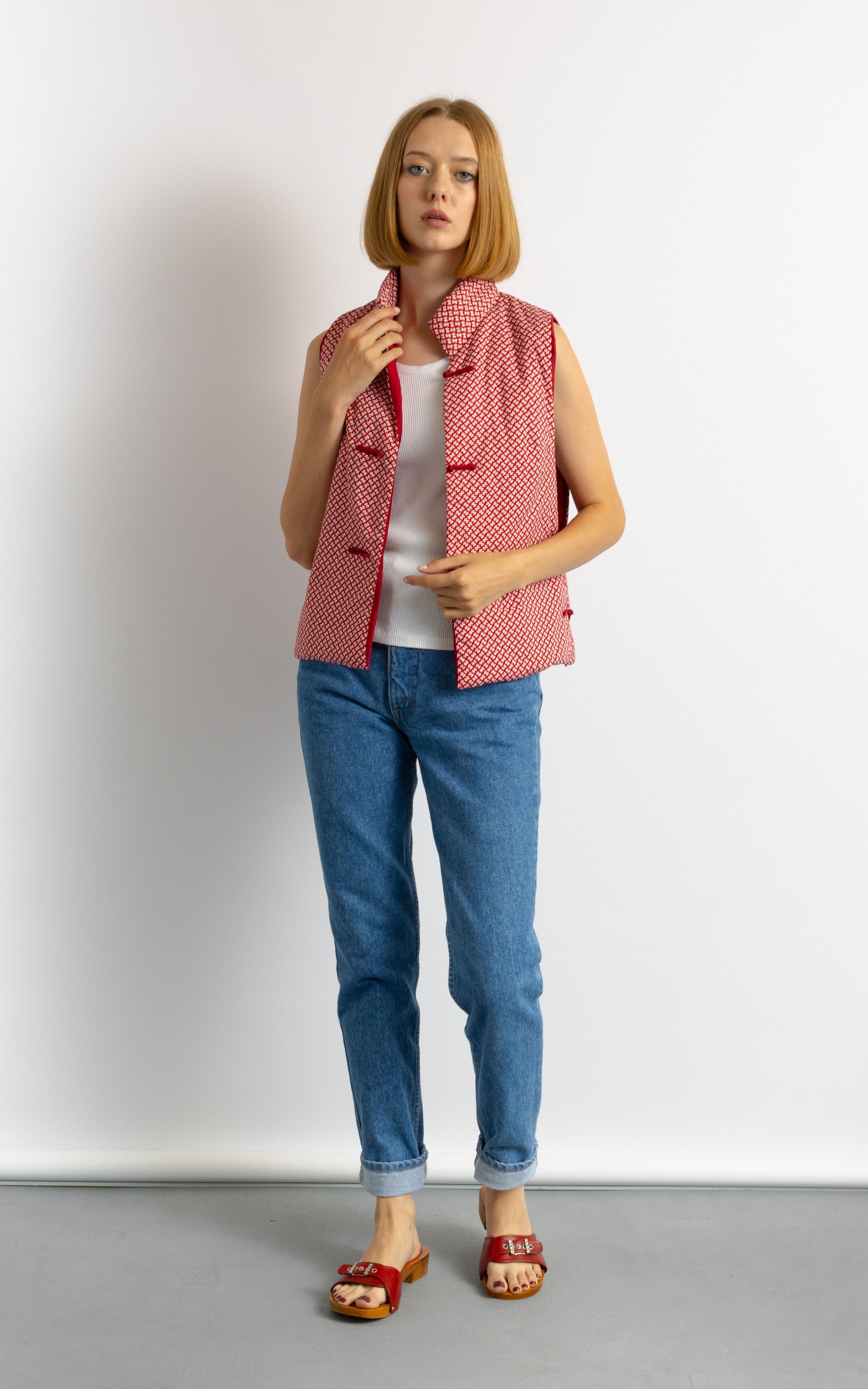 Vintage Mandarin collar ethnic vest for women 8696 Size M / US 6-8 / IT 42-44 - 2 Thumbnail