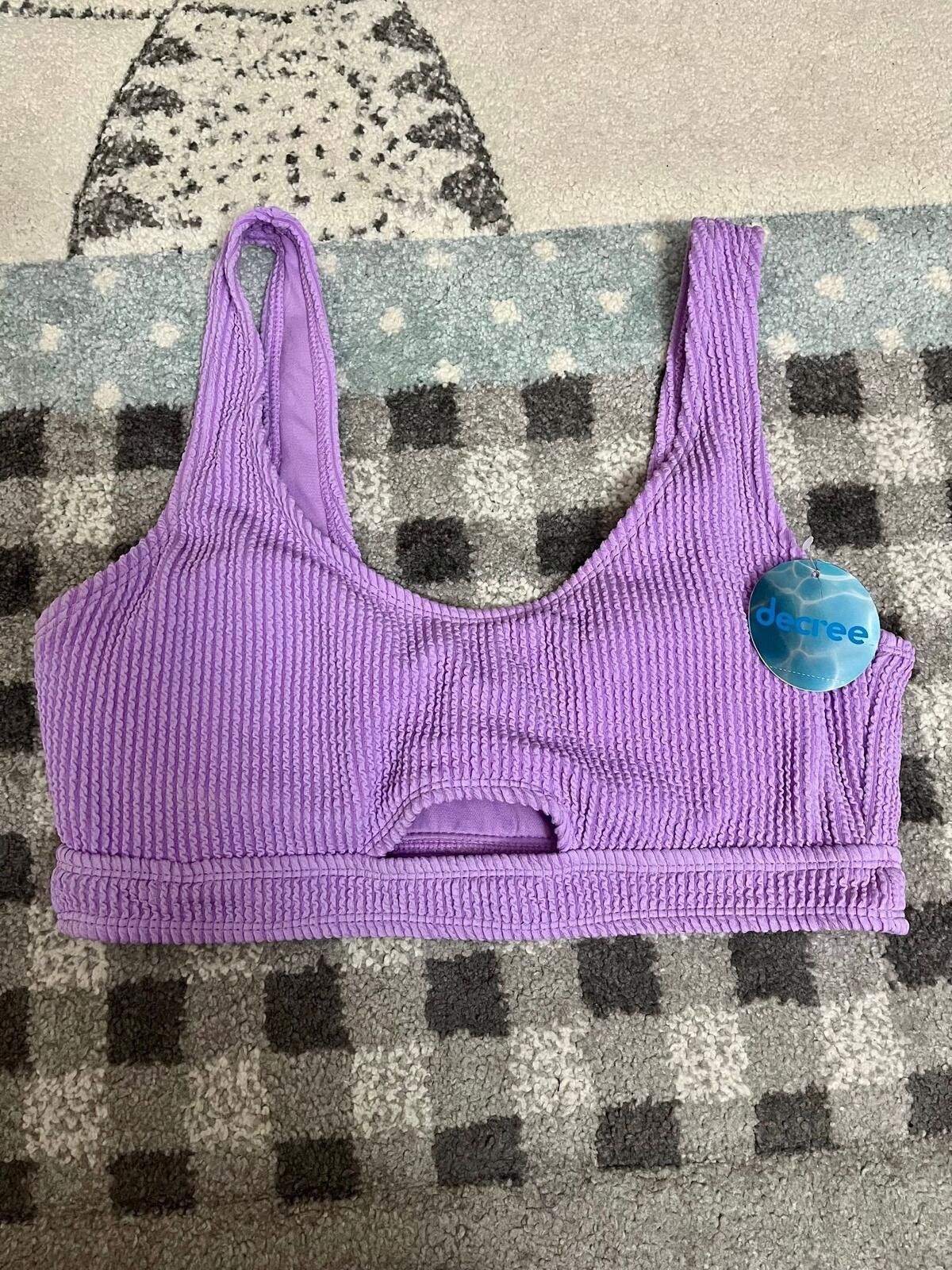 Decree NWT Purple Splash Size Medium Textured Bikini Top Decree Size ONE SIZE - 1 Thumbnail