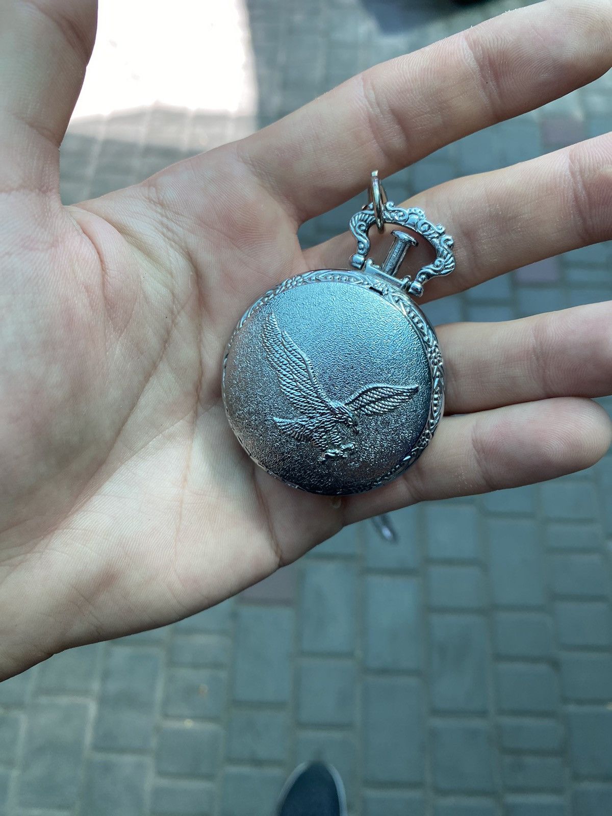 Jewelry Digital Pocket Watch. Silver Tone Eagle Design Size ONE SIZE - 4 Thumbnail