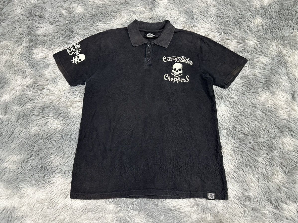 Japanese Brand 🔥Sick Y2K Infinity Cross Skull Embroidered Polo Shirt Biker Size US L / EU 52-54 / 3 - 5 Thumbnail