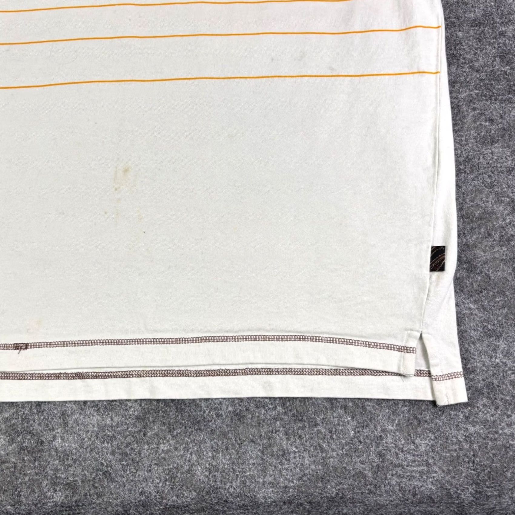 Vintage Godbody Denimtechnology Polo Shirt XL Brown Yellow Geometric Striped Cotton Mens Size US XL / EU 56 / 4 - 6 Thumbnail