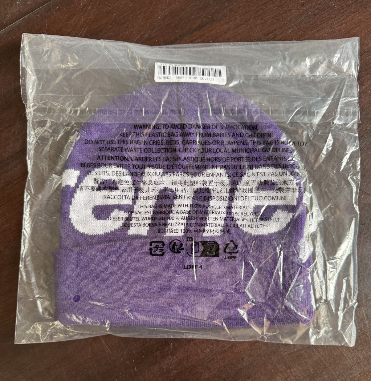 Supreme Supreme Big Logo Beanie Purple Size ONE SIZE - 3 Thumbnail