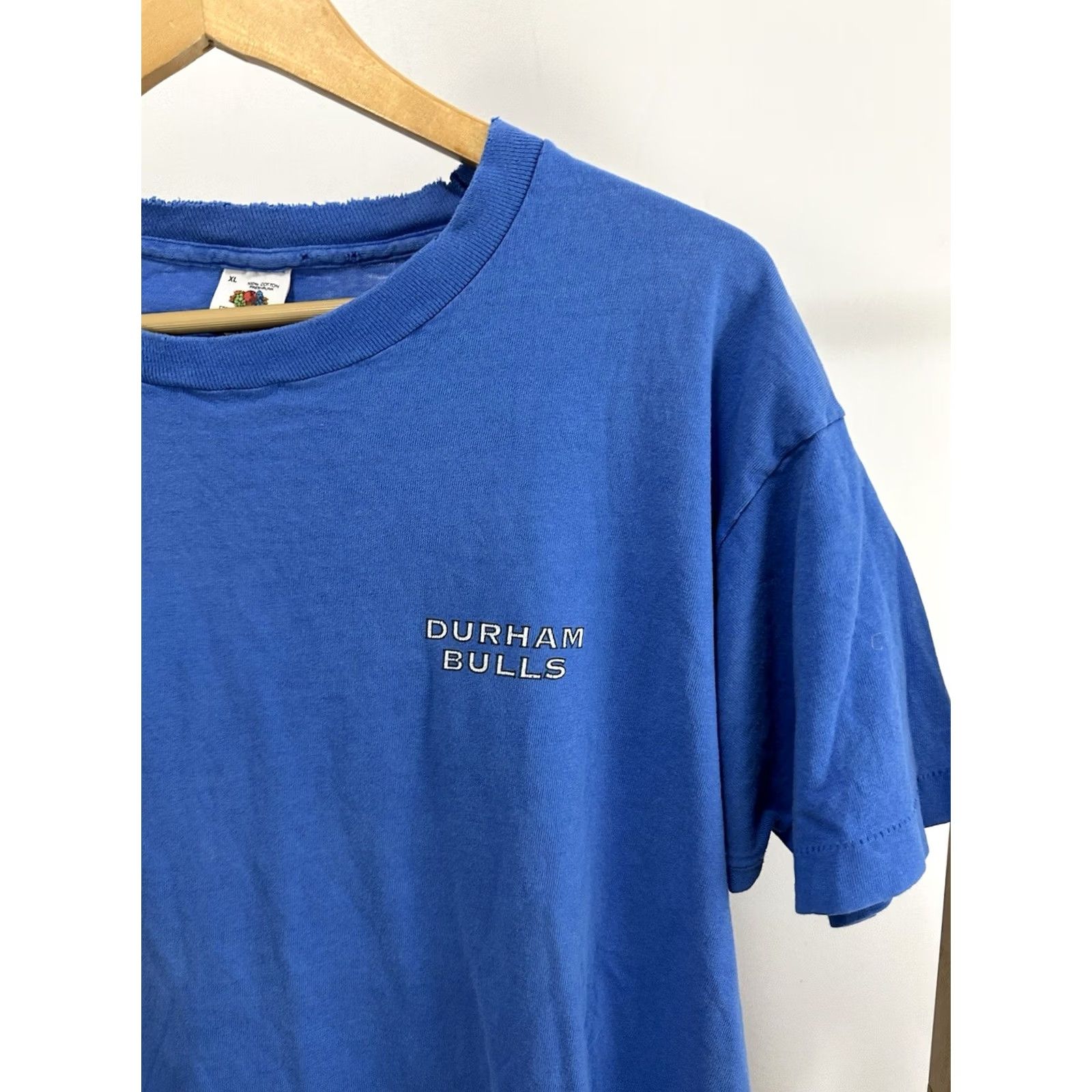 Fruit Of The Loom VTG 90s Durham Bulls MiLB T-Shirt XL Blue Mens Short Sleeve Distressed Thrashed Worn FT Fruit of the Loom Size US XL / EU 56 / 4 - 7 Thumbnail