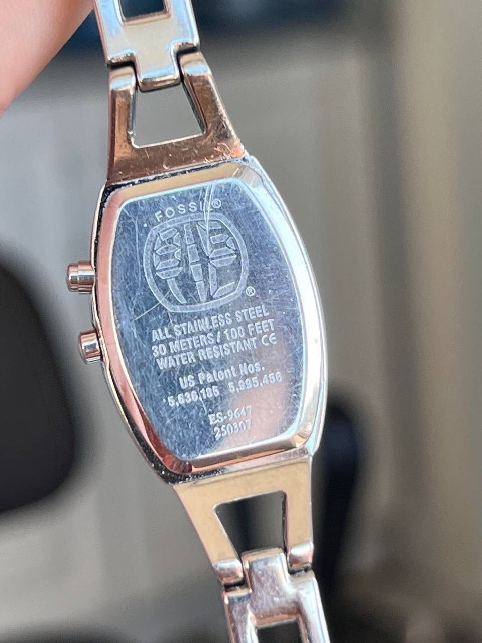 Fossil × Vintage RARE 00s VINTAGE FOSSIL BIG TIC Chrome steel metal watch Size 32 - 9 Thumbnail