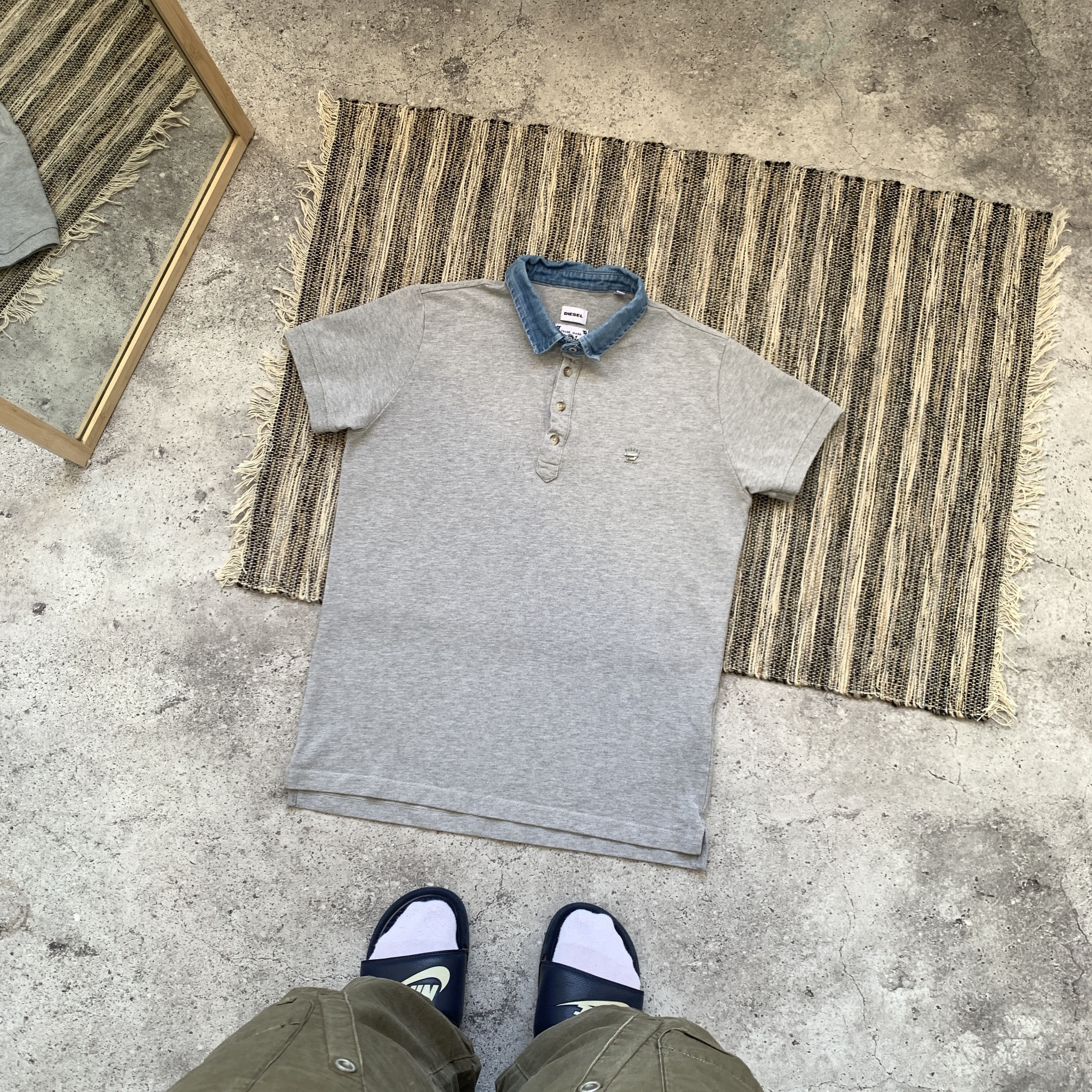 Diesel Diesel Grey Polo Tee Shirt Metal Logo Denim Neck Size US M / EU 48-50 / 2 - 1 Thumbnail