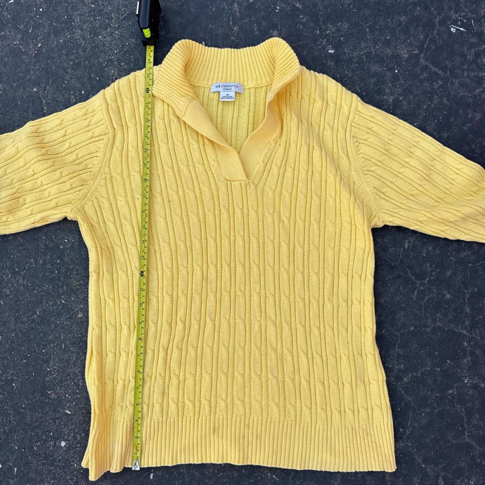 Liz Claiborne Vintage 90s Liz Claiborne Cable Knit Yellow Sweater Size XL Size XL / US 12-14 / IT 48-50 - 6 Thumbnail