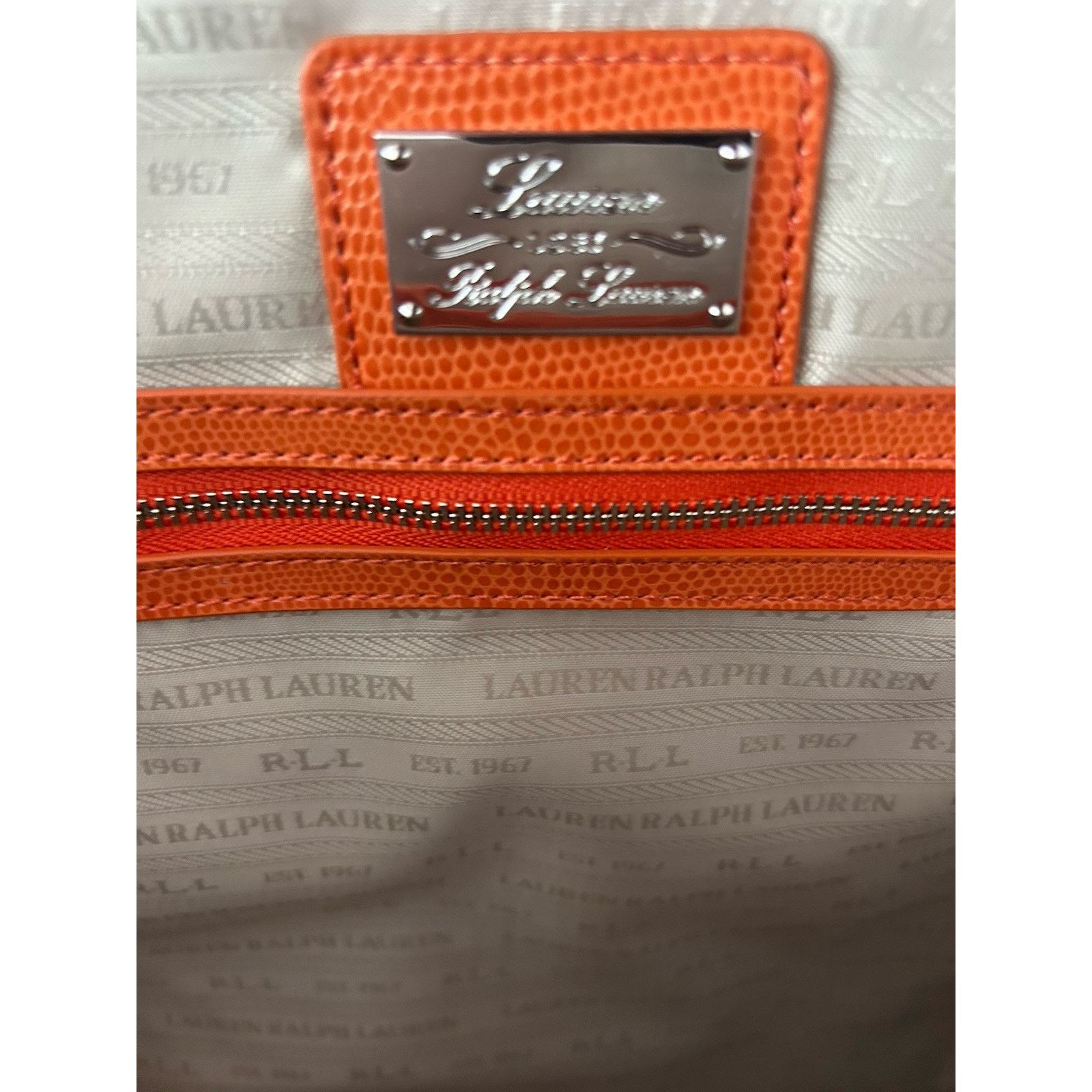 Lauren Ralph Lauren New Ralph Lauren Orange Newton Classic Tote Bag Snakeskin Size ONE SIZE - 4 Thumbnail