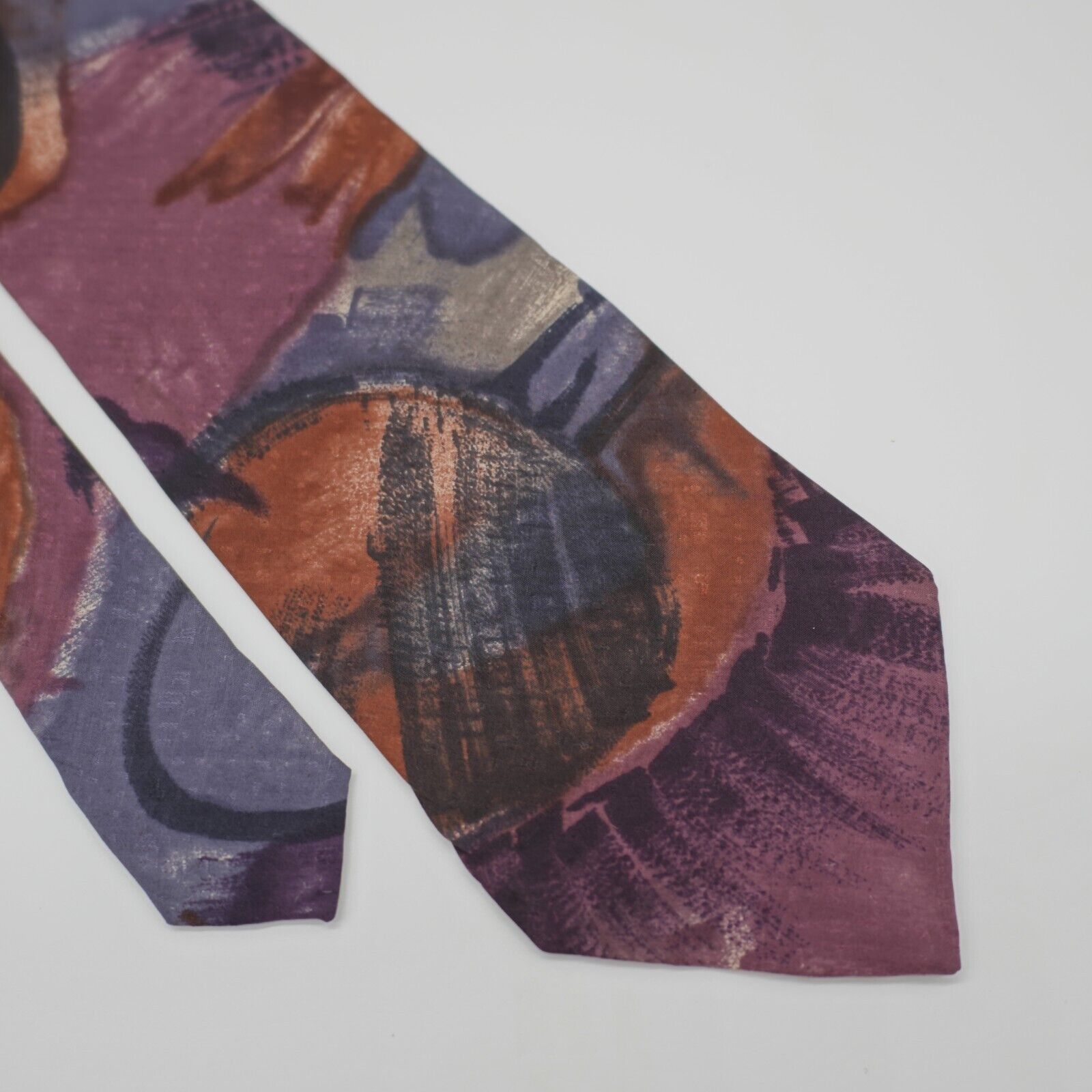 Gucci Paolo Gucci Purple Orange Blue Abstract Print Silk Tie Size ONE SIZE - 1 Thumbnail