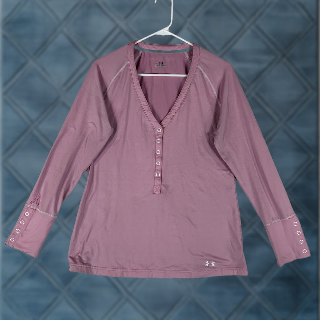 Under Armour Under Armour Coldgear V-Neck Athletic Pullover Womens L Pink Size L / US 10 / IT 46 - 1 Thumbnail