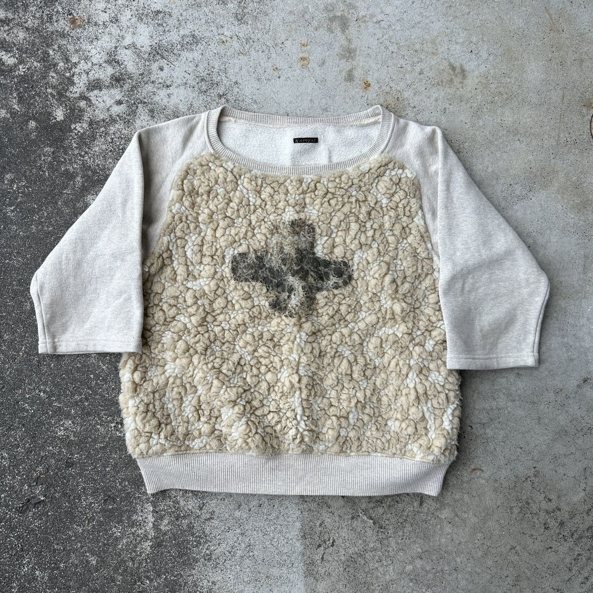 Pre-owned Kapital X Kapital Kountry Kapital Ss 2011 F/w Boa Cross Fleecy Cropped Sweatshirt In Off White Black