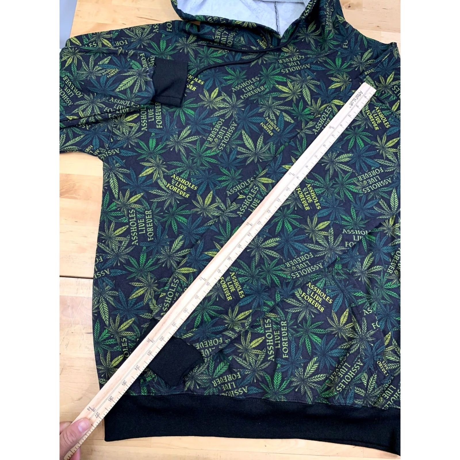 Olive Aholes Live Forever Hoodie Men L Hooded Pullover Green Cotton Fleece 3-Season Regular Sweatshirt Size US L / EU 52-54 / 3 - 5 Thumbnail