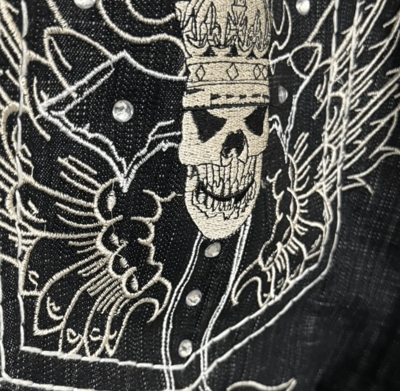 Japanese Brand Skull Pattern Embroidered Washed Jeans Size US 32 / EU 48 - 3 Thumbnail
