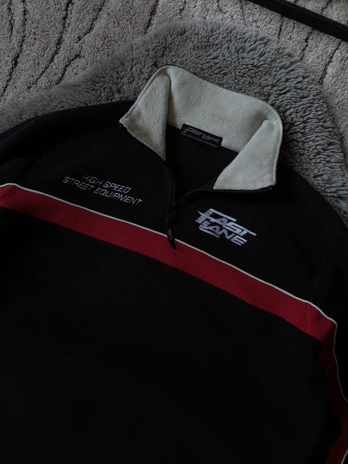 Vintage Fast Lane Racing Sweater Vintage 1/4 zip flecce Size US L / EU 52-54 / 3 - 3 Thumbnail
