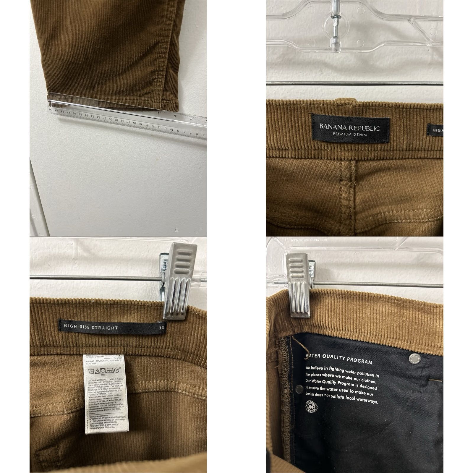 Banana Republic Banana Republic Corduroy Pants Womens 36x30 Brown Hi Rise Straight Premium Denim Dress Pants Workwear Casual Size 25" / US 0 / IT 36 - 8 Thumbnail
