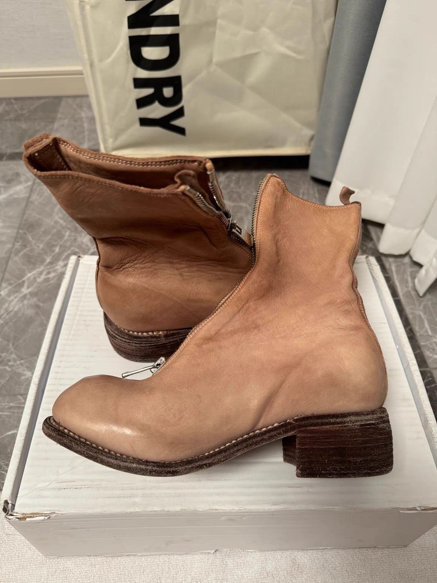 Guidi Guidi PL2 Milk Tea / Blush Pink Horse Leather Ankle Boots K6 Size US 7 / IT 37 - 5 Thumbnail