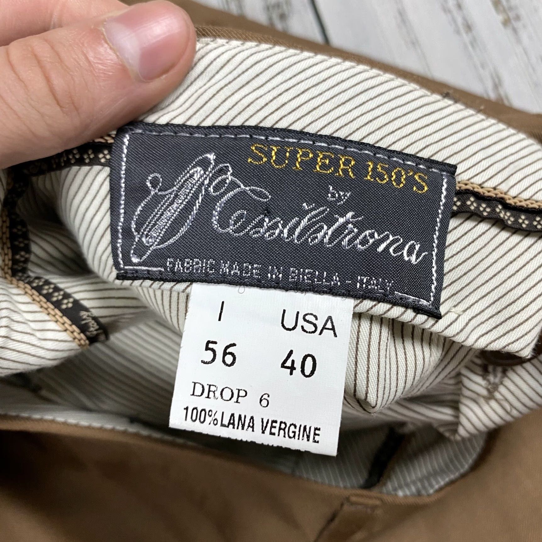 Nordstrom VINTAGE Italian Wool Dress Pants Flat Front Khaki Men 39x32 Winter Summer Spring Fall Size US 39 - 6 Thumbnail