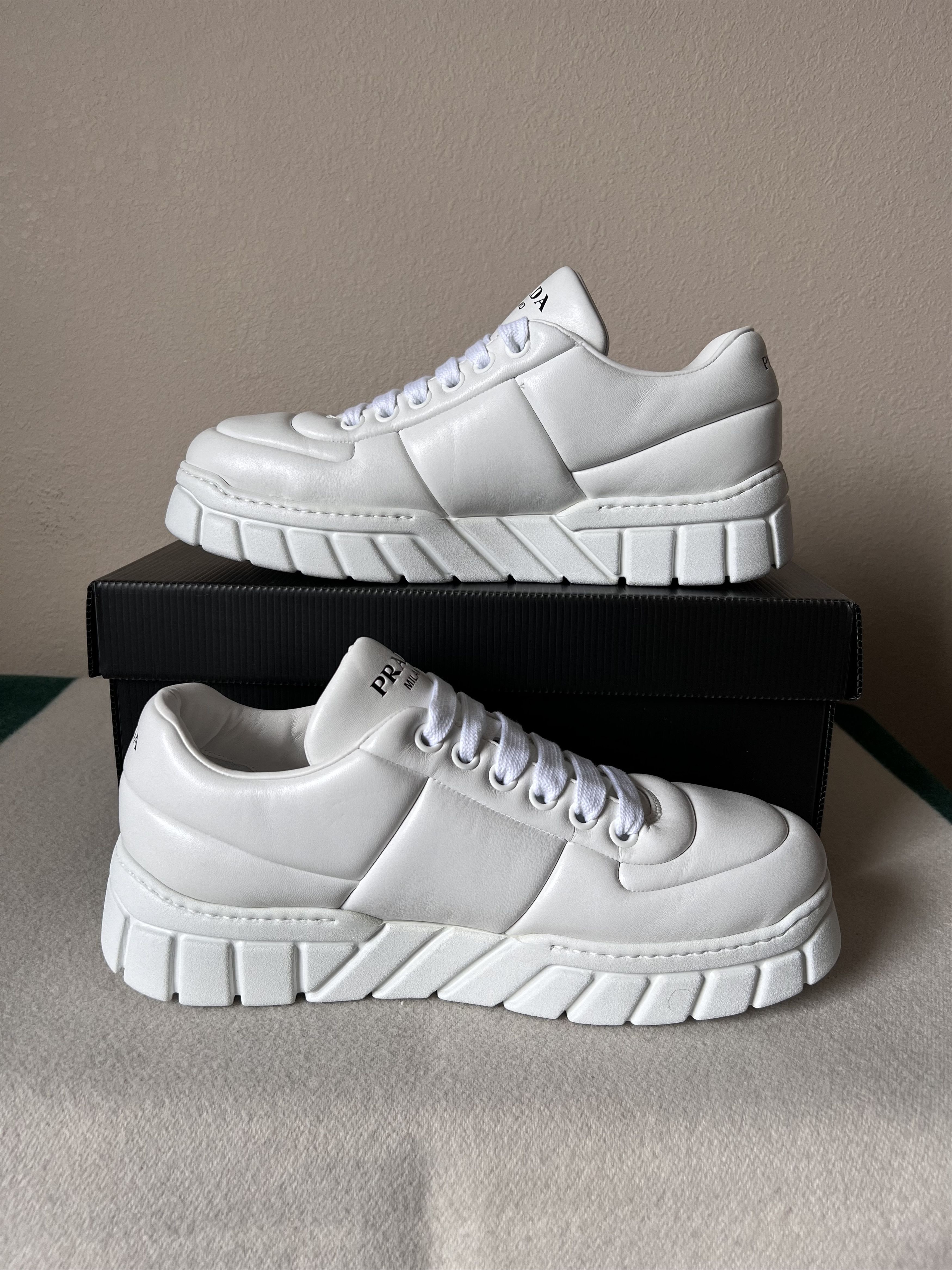 Prada Prada Padded Nappa Leather Sneakers in White Size US 12 / EU 45 - 3 Thumbnail