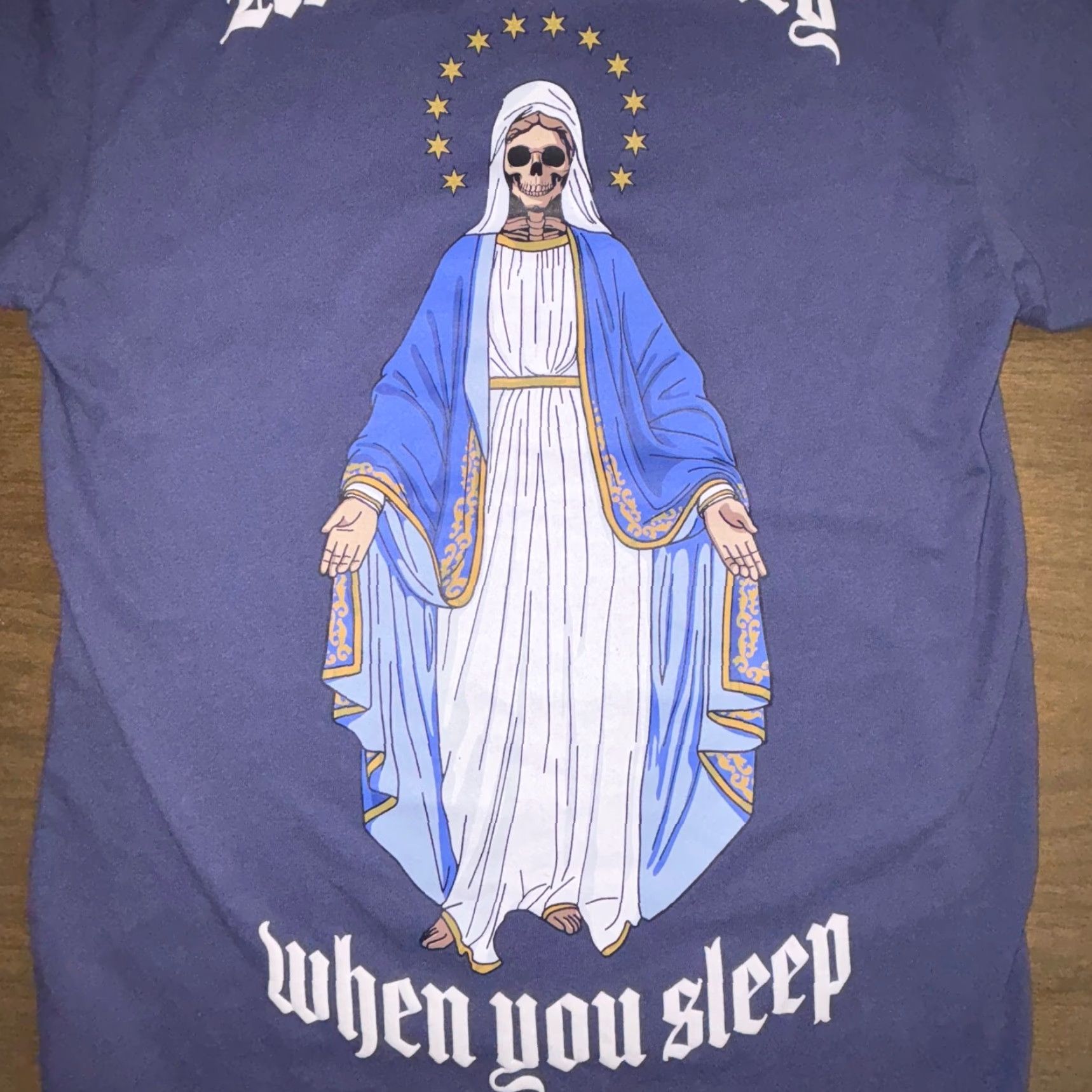 Bones Bone Threads Shirt Mens Small Blue Skull Virgin Mary Gothic Making Money Street Size US S / EU 44-46 / 1 - 4 Thumbnail