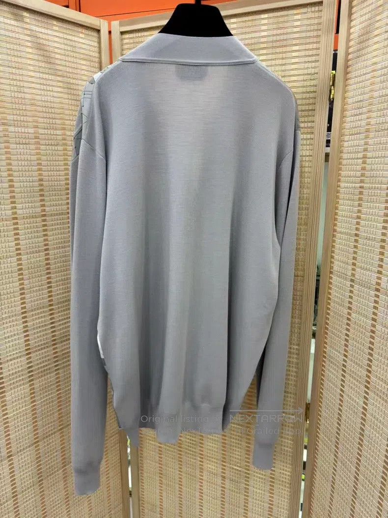 Hermes Hermes Men's Knit Collar Shirt Grey L Size 100% Cotton Woo Size US L / EU 52-54 / 3 - 2 Thumbnail
