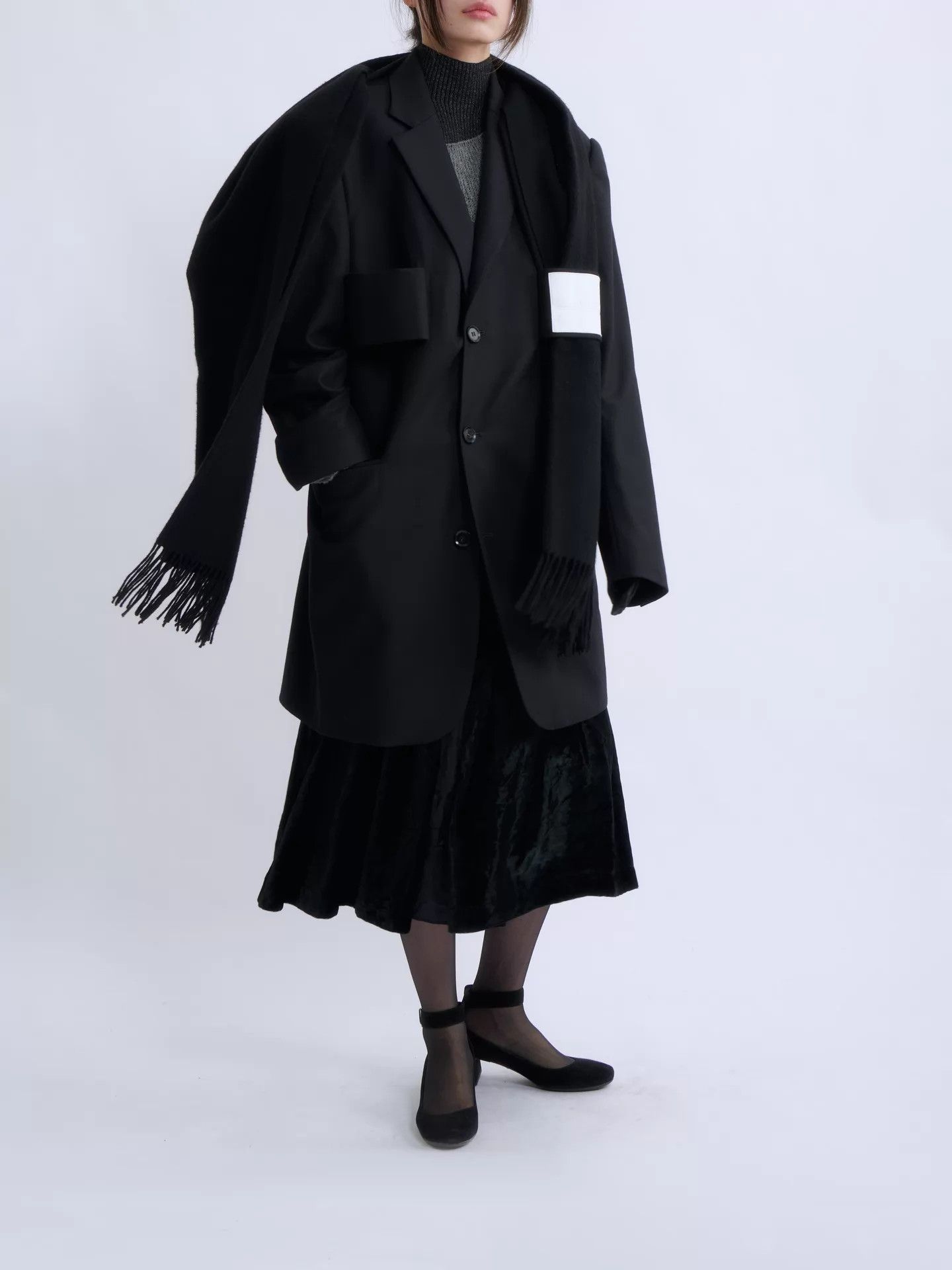 Xander Zhou Xander Zhou Men’s deconstructed detachable scarf black Size US M / EU 48-50 / 2 - 1 Thumbnail