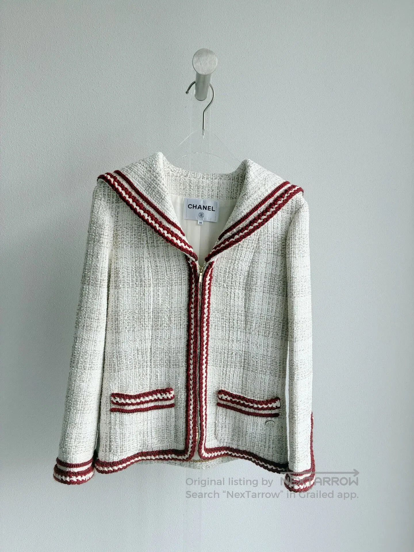 Chanel Chanel Cruise Navy Collar Red Trim Jacket. Size XXS / US 00 / IT 34 - 2 Thumbnail