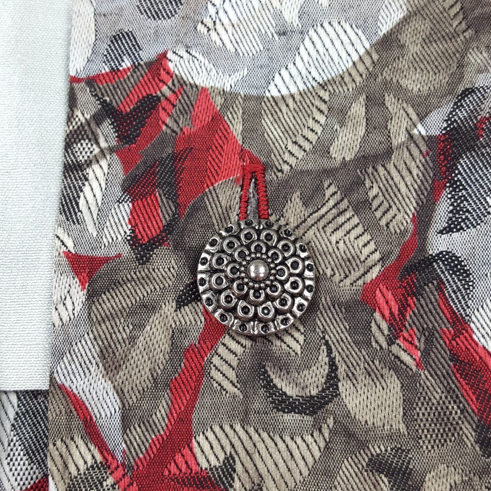 Vintage VINTAGE Leslie Fay Women's Large Floral Suit Skirt Set 2-Piece Pleated Red 80s Retro Party/Cocktail Dress Shirt Size 36" / US 14 / IT 50 - 4 Thumbnail