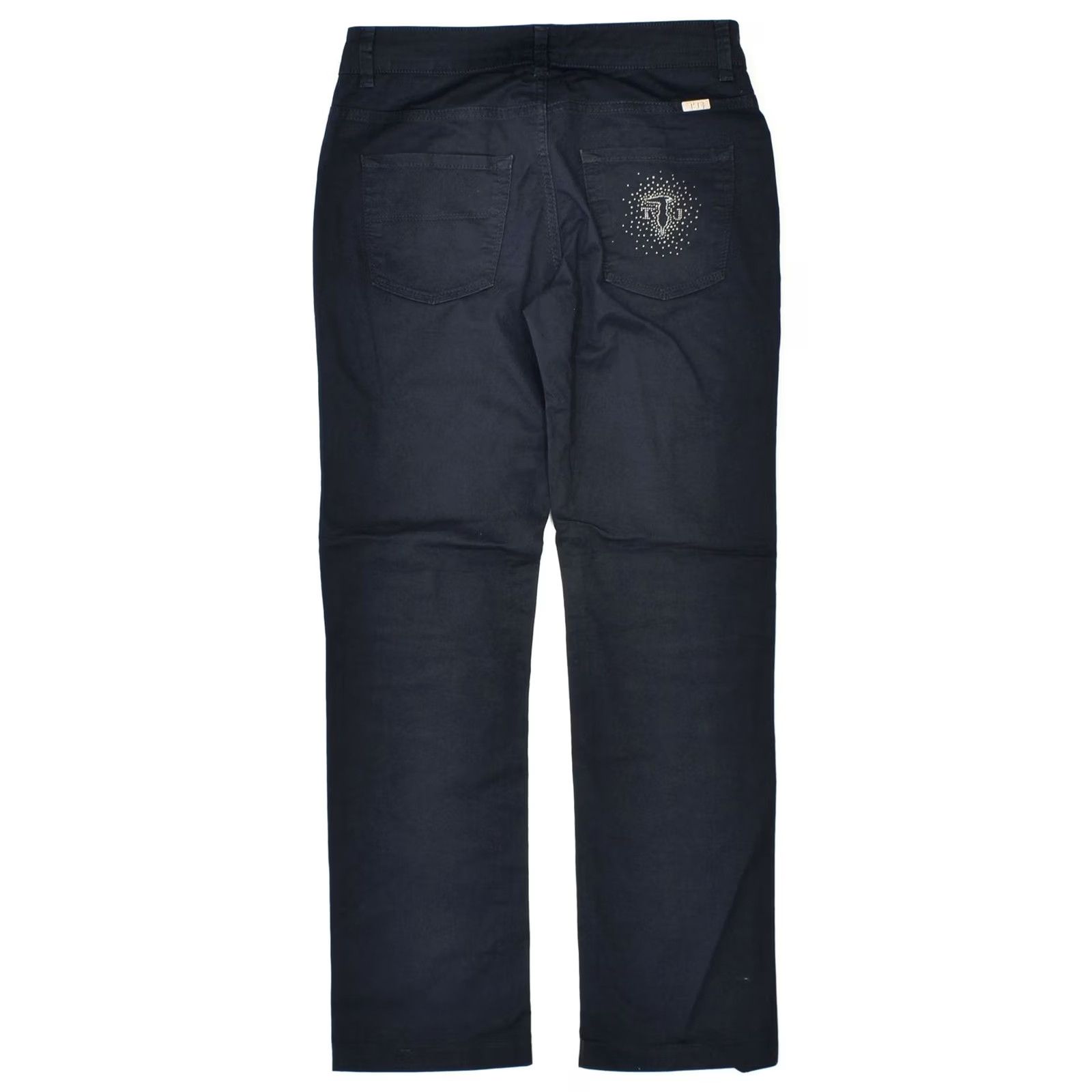 Trussardi TRUSSARDI Womens Straight Casual Trousers W28 L28 Black Cotton Size 28" / US 6 / IT 42 - 2 Thumbnail