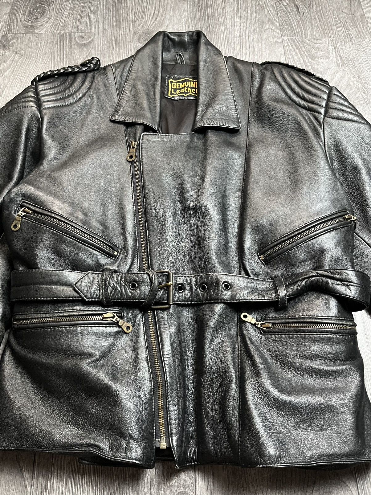 Genuine Leather Vintage 1990s Archival Leather Moto Jacket Oklahoma Buttons Size US M / EU 48-50 / 2 - 2 Thumbnail