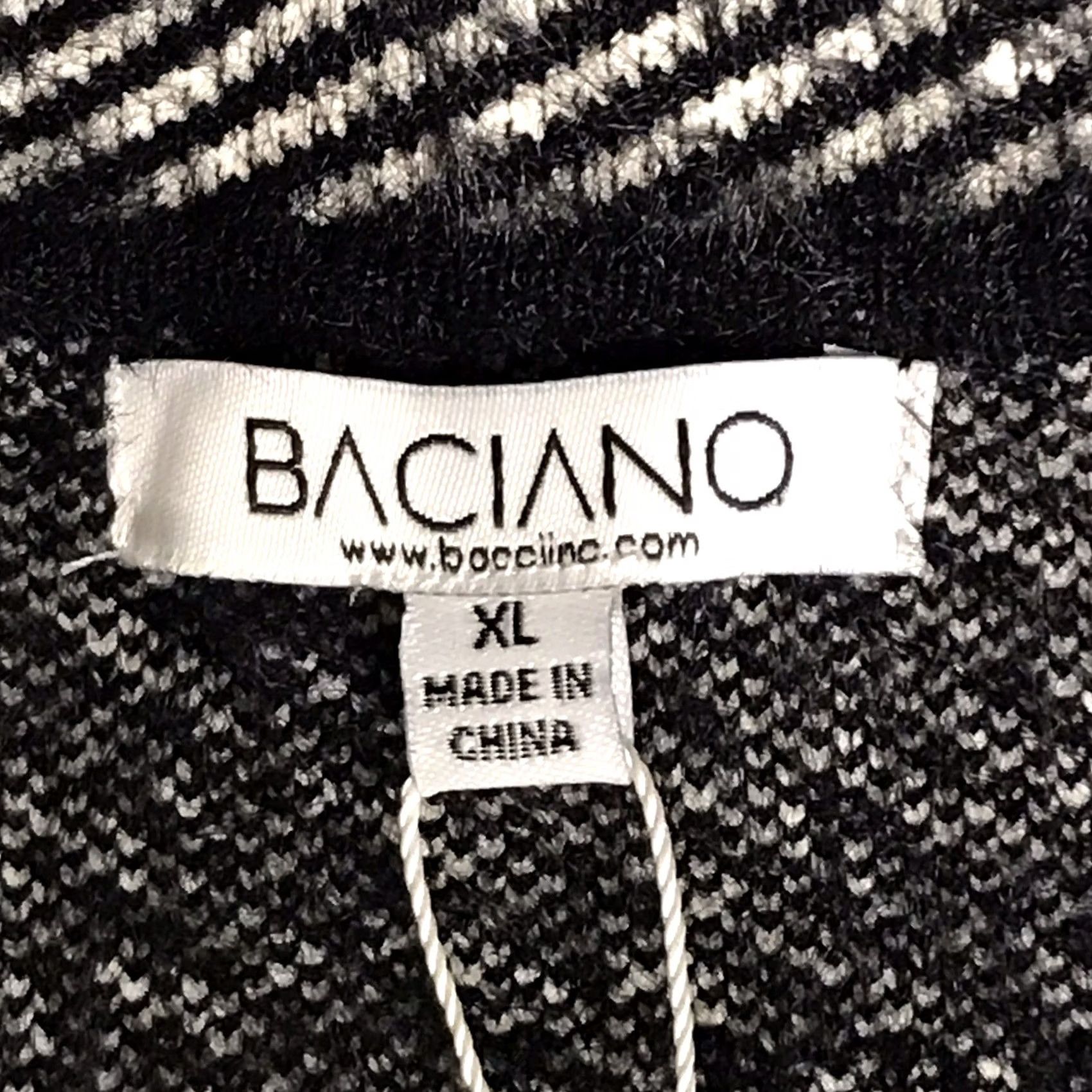 Vintage Baciano Women Black/White Striped Wool Blend Tweed Snap Knee Length Overcoat XL Coat Women Oversized Travel Workwear Party/Cocktail Men? No Size XL / US 12-14 / IT 48-50 - 3 Thumbnail