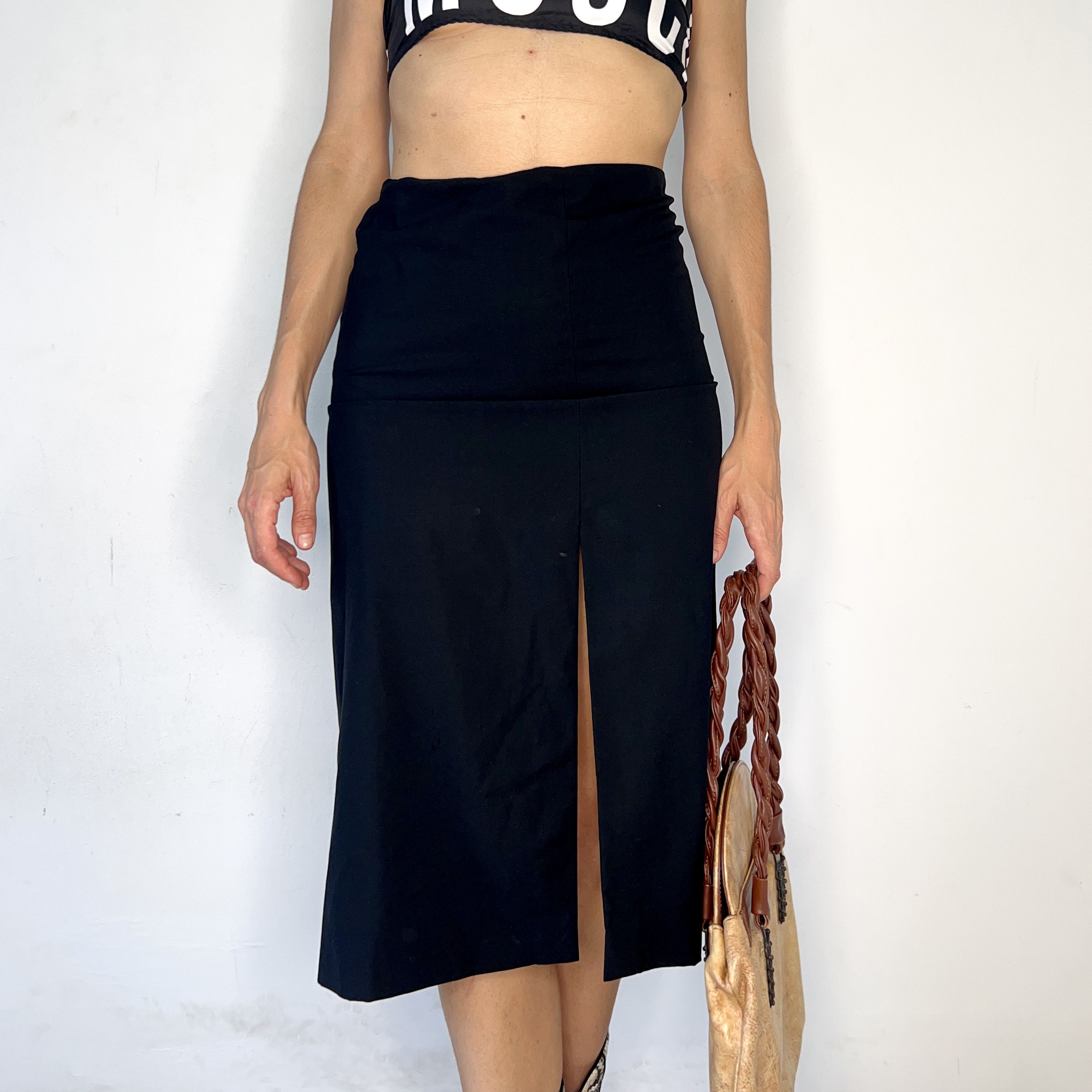 Jil Sander Jil Sander black pencil high waisted slit skirt Size 27" / US 4 / IT 40 - 6 Thumbnail
