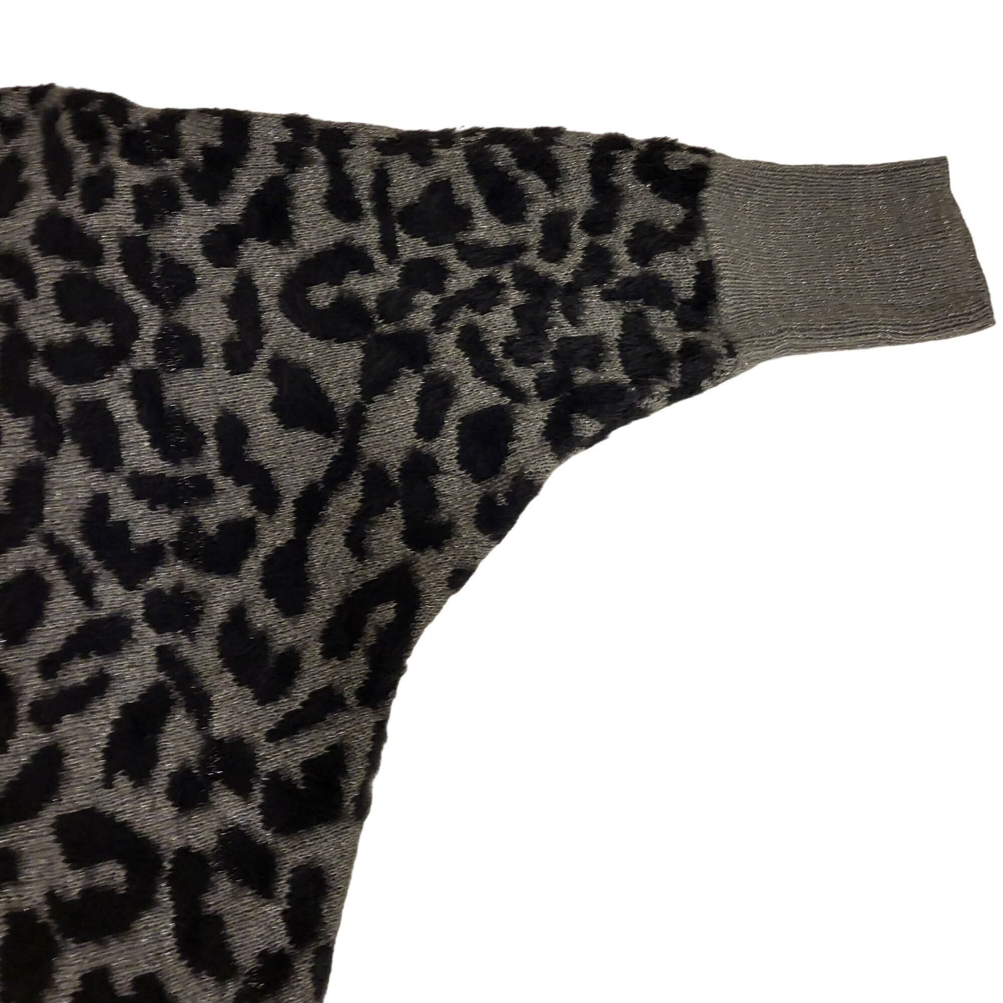 Jennifer Lopez Jennifer Lopez Sweater Womens Medium Gray Animal Leopard Pri Size XL / US 12-14 / IT 48-50 - 7 Thumbnail