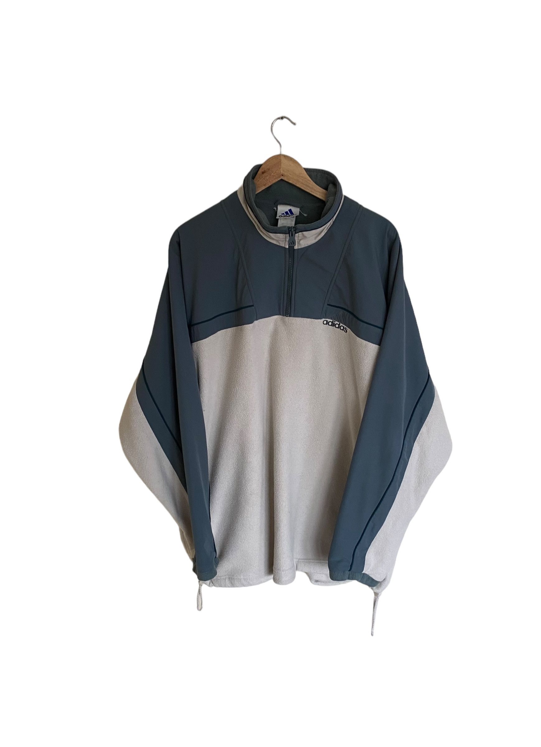 image of 90S' Vintage Adidas Fleece in Beige/Green, Men's (Size 2XL)