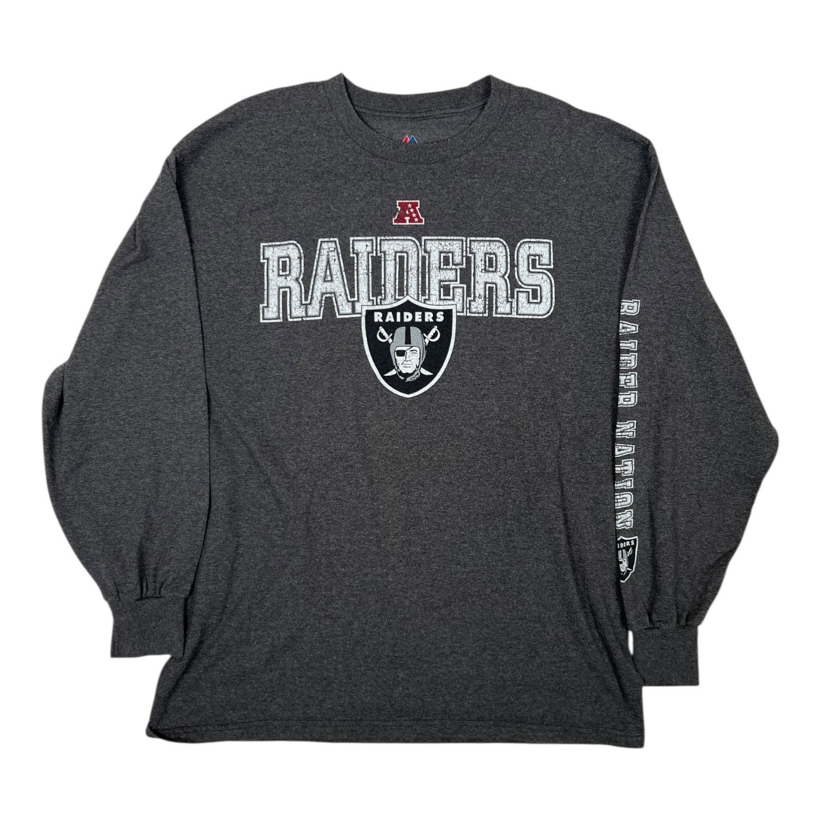 Majestic Vintage Oakland Raiders Long Sleeve Shirt Size XL Gray Spel Size US XL / EU 56 / 4 - 1 Thumbnail